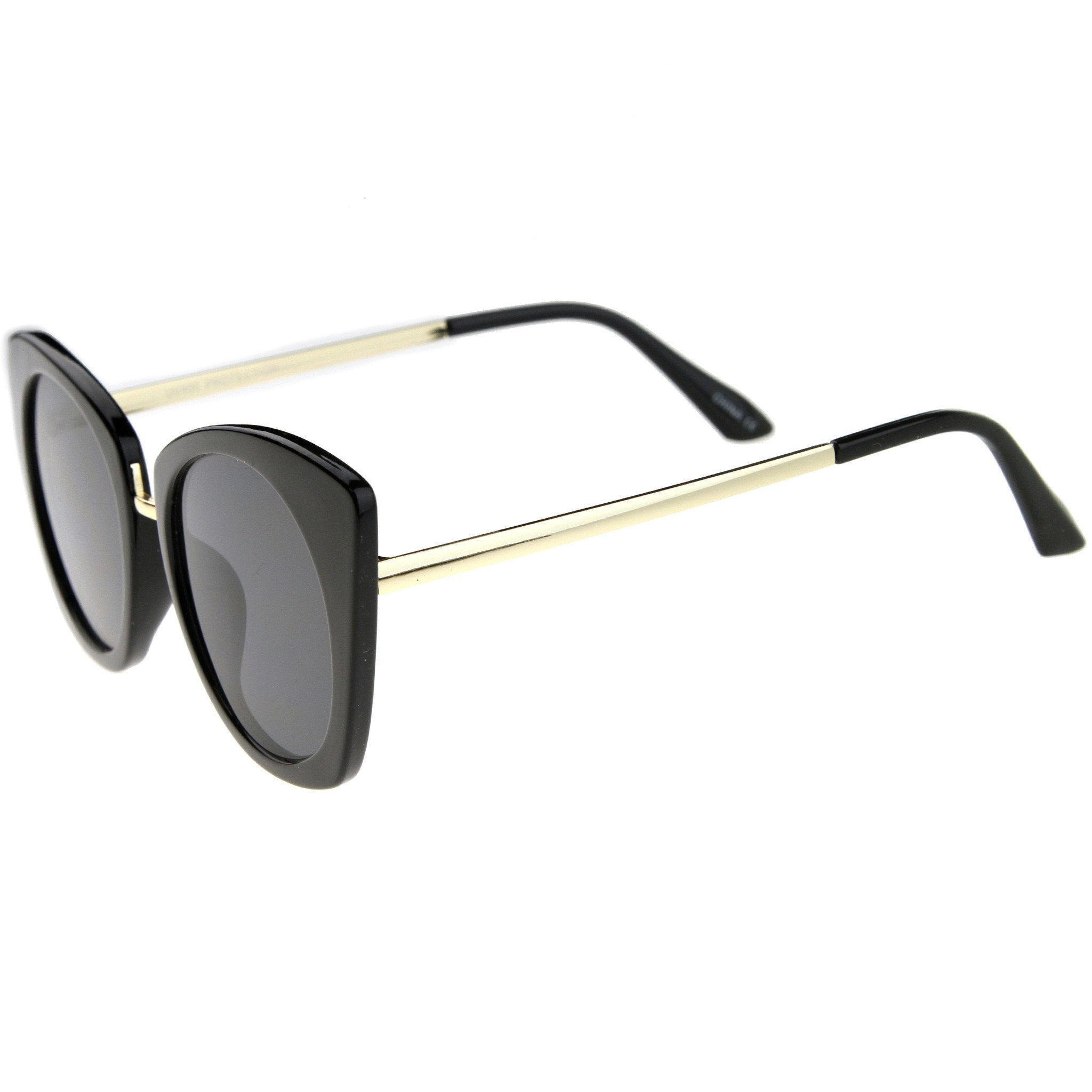 Bold Round Metal Temple Cat Eye Sunglasses - Image 2