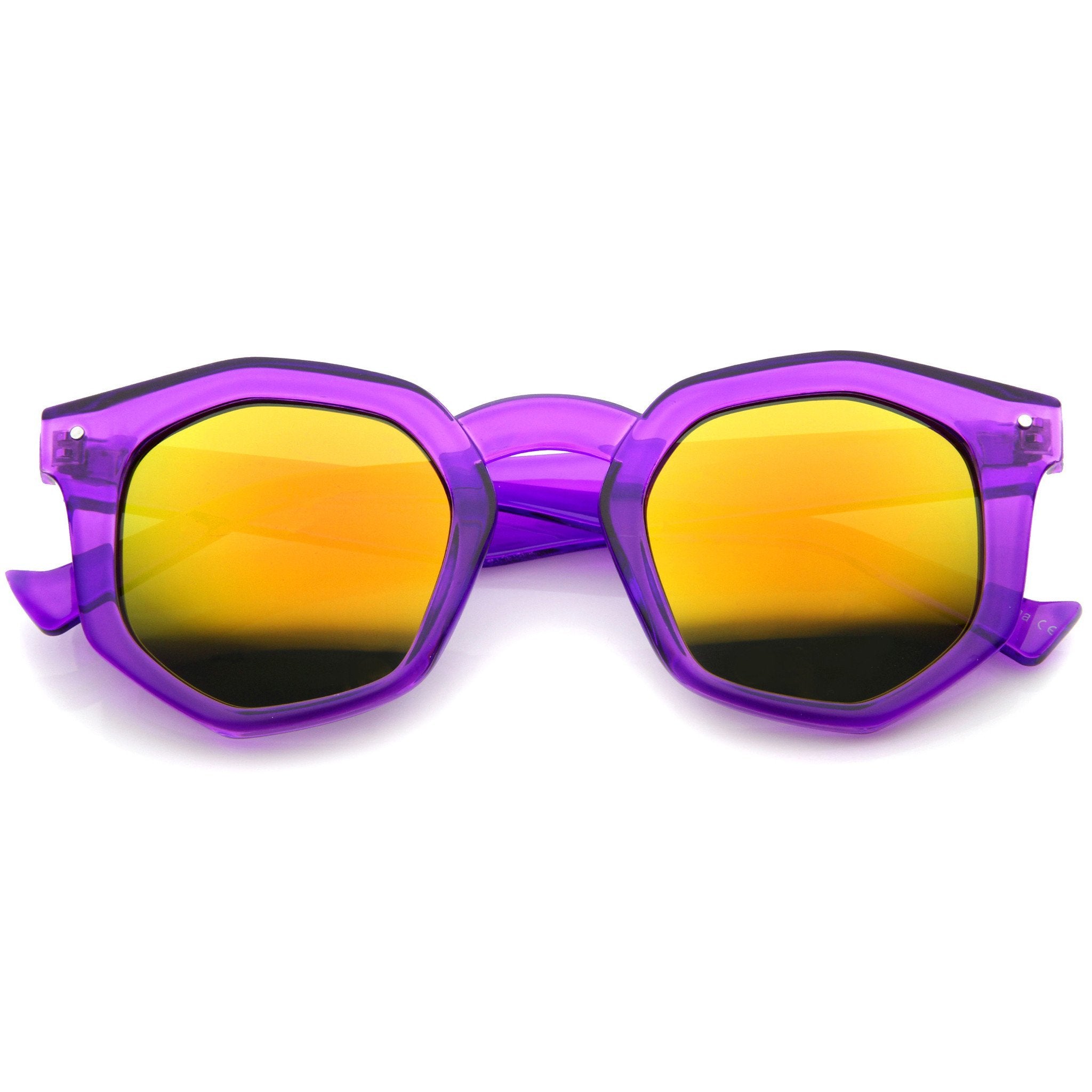 Geometric Colorful Translucent Hexagon Sunglasses - Image 4