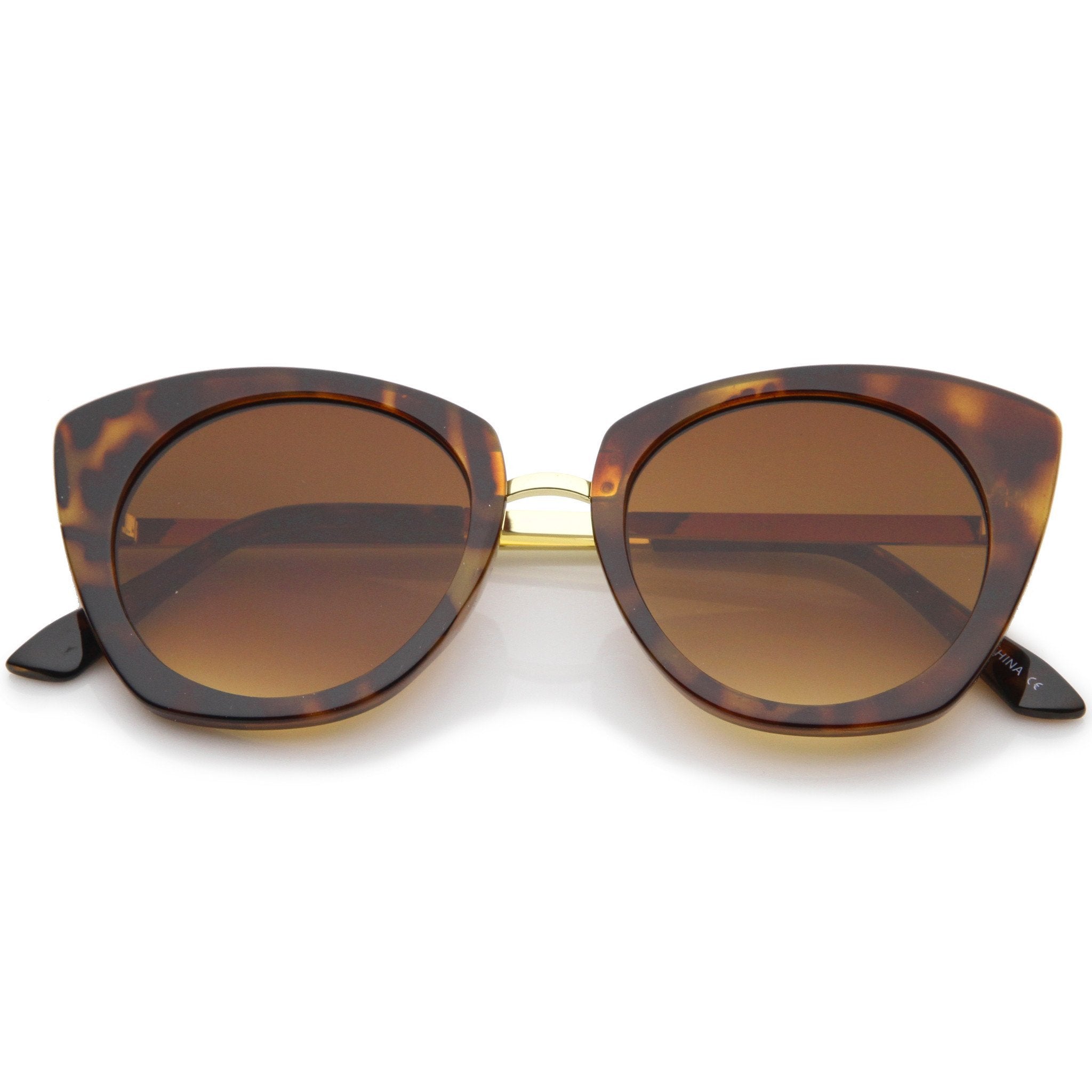 Bold Round Metal Temple Cat Eye Sunglasses - Image 5