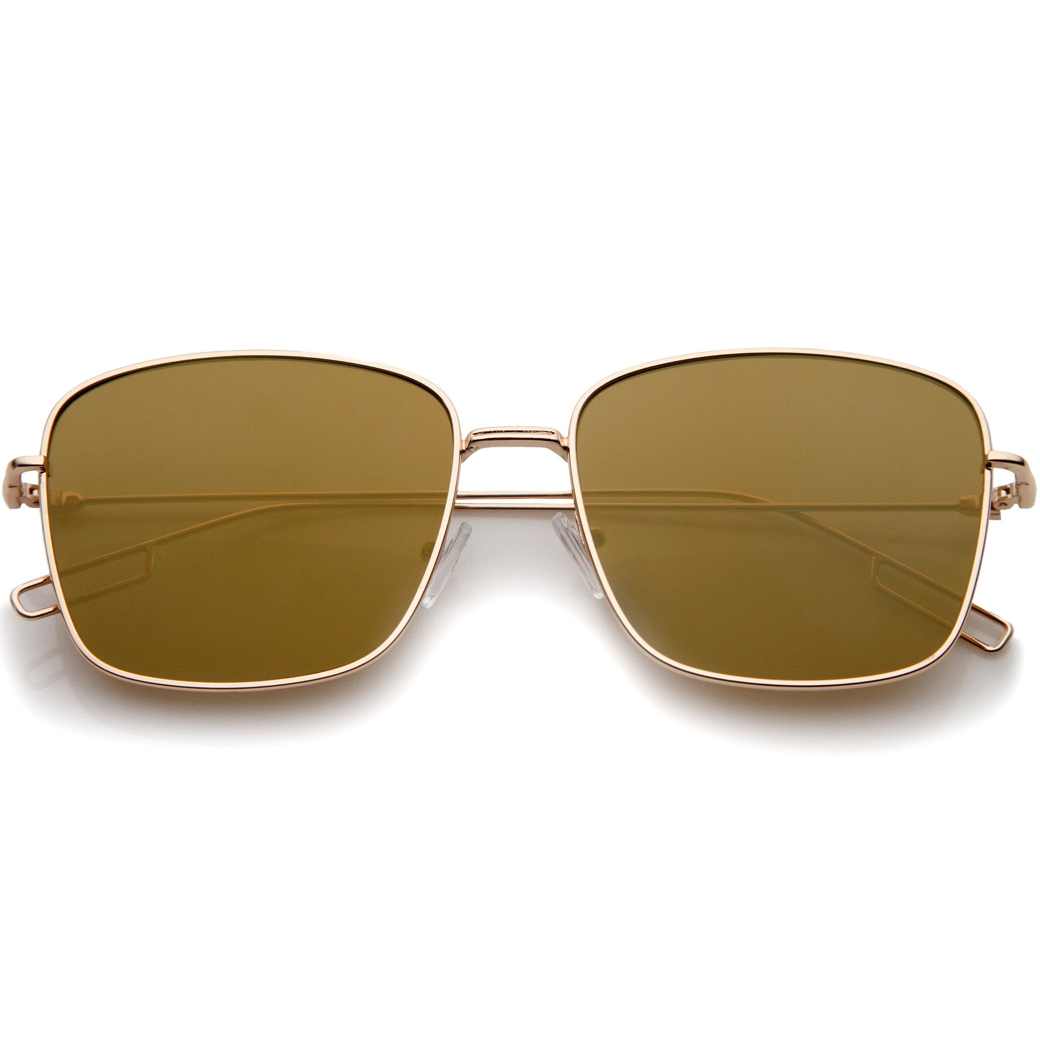 Wire Metal Flat Lens Square Aviator Sunglasses - Image 4