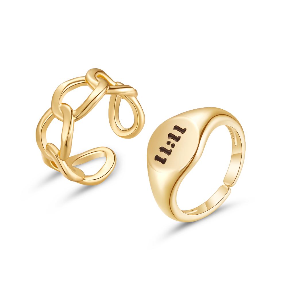 2Pcs Chunky Gold Rings