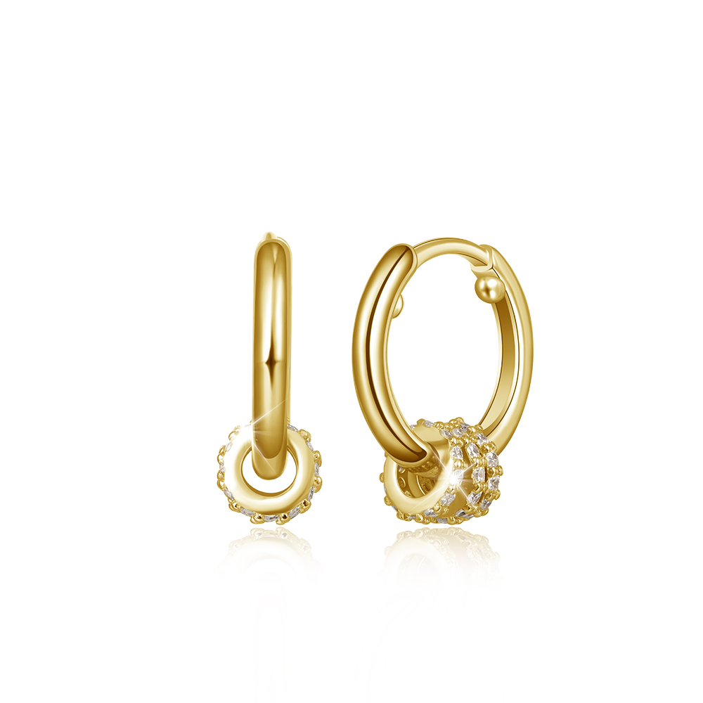 Round Jewel Earrings Sterling Silver