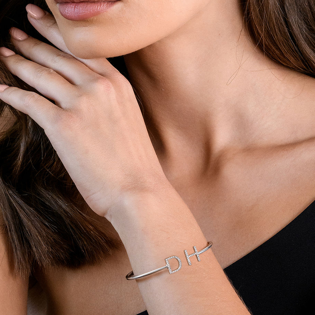 Sterling Silver Personalized Initial Bracelet - Image 2
