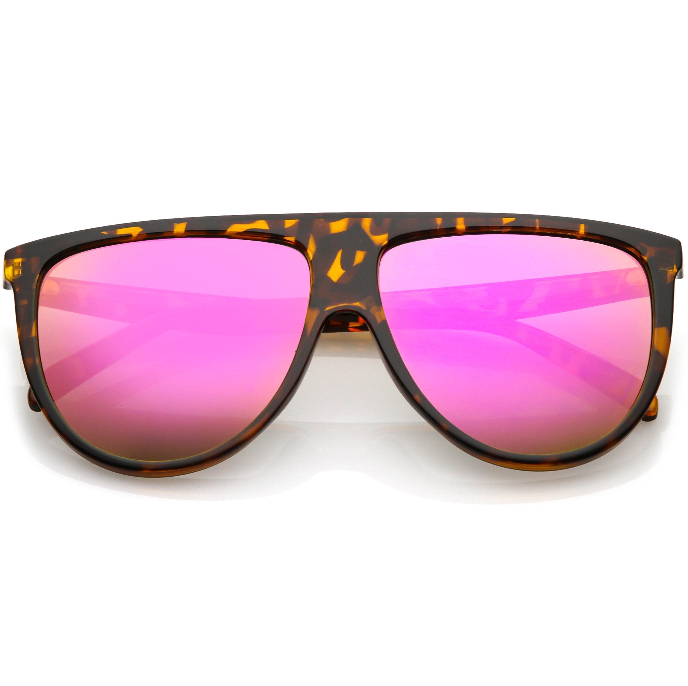Flat Top Mirrored Flat Lens Sunglasses - Image 7