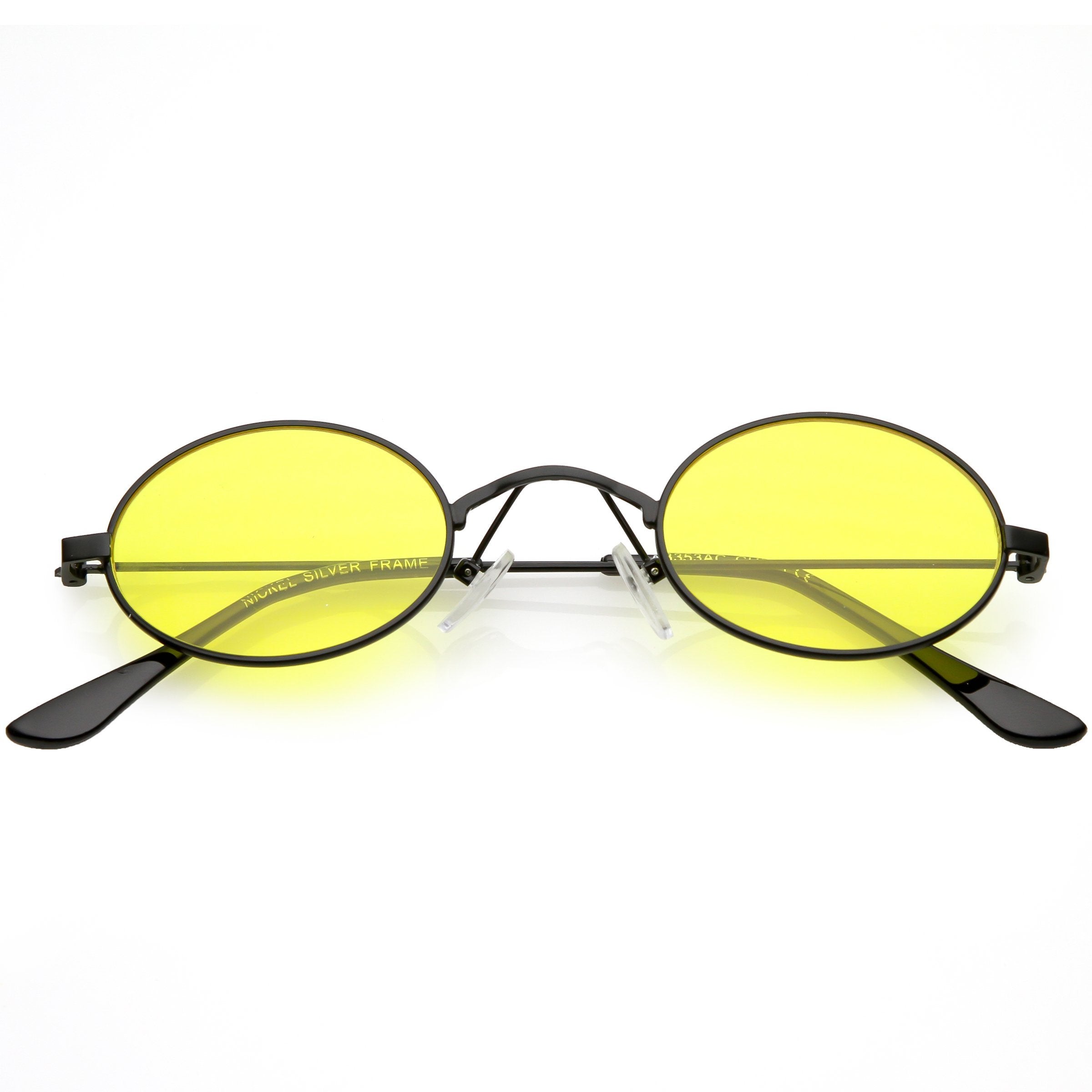 Small Oval Color Tone Metal Sunglasses - Image 5