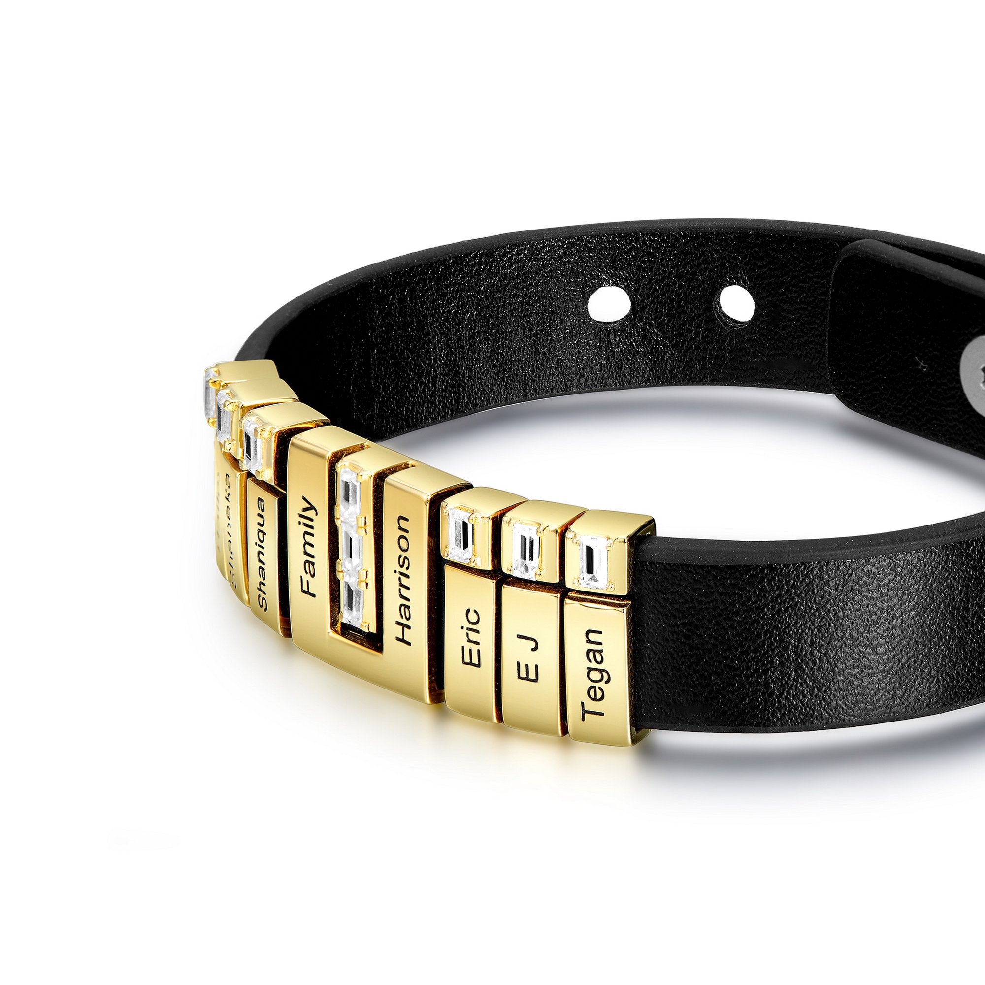 Personalized Leather Bracelet With 5 Adjustable Beads For Dad - Image 3