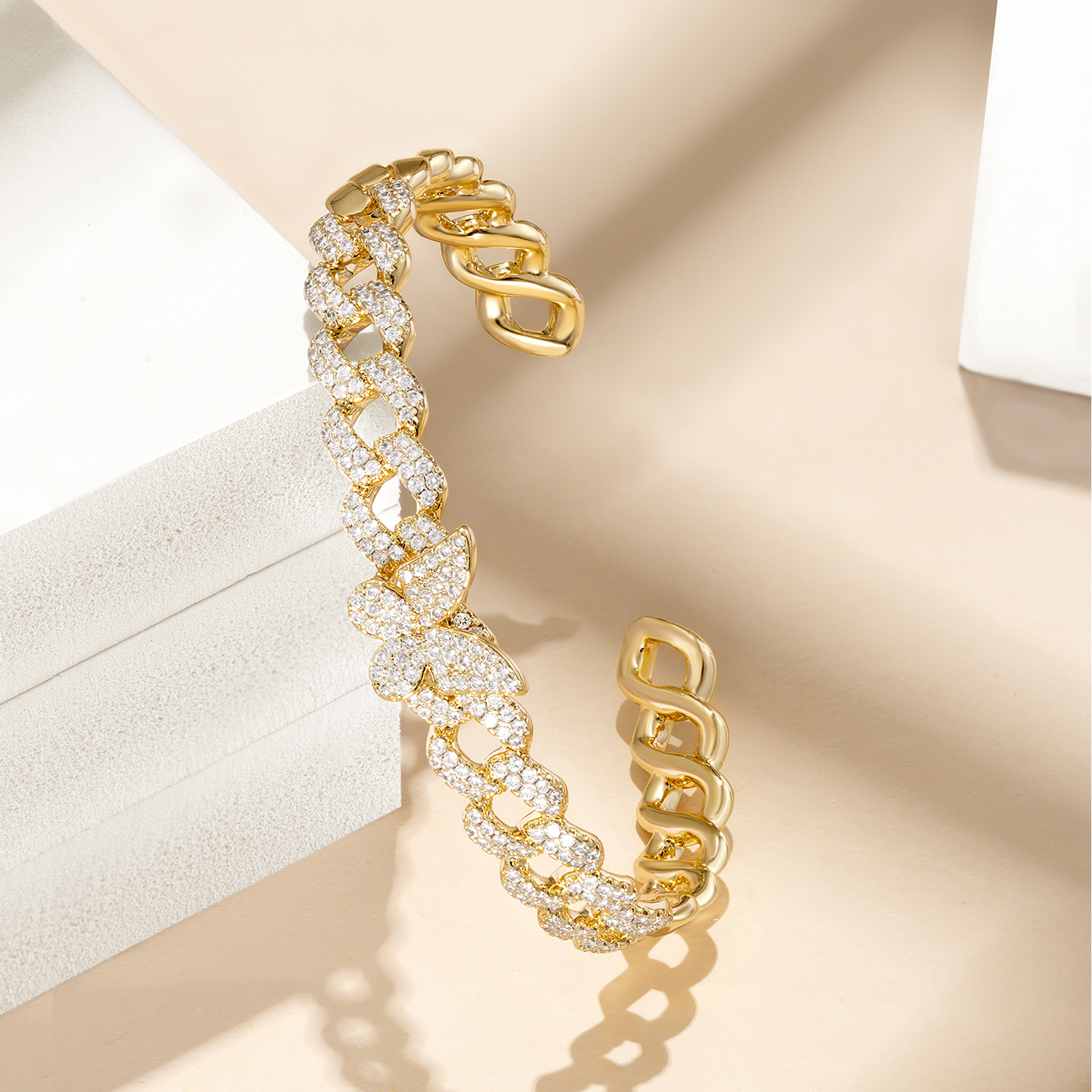8MM Butterfly Cuban Bracelet Open Bangle Link Chains - Image 5