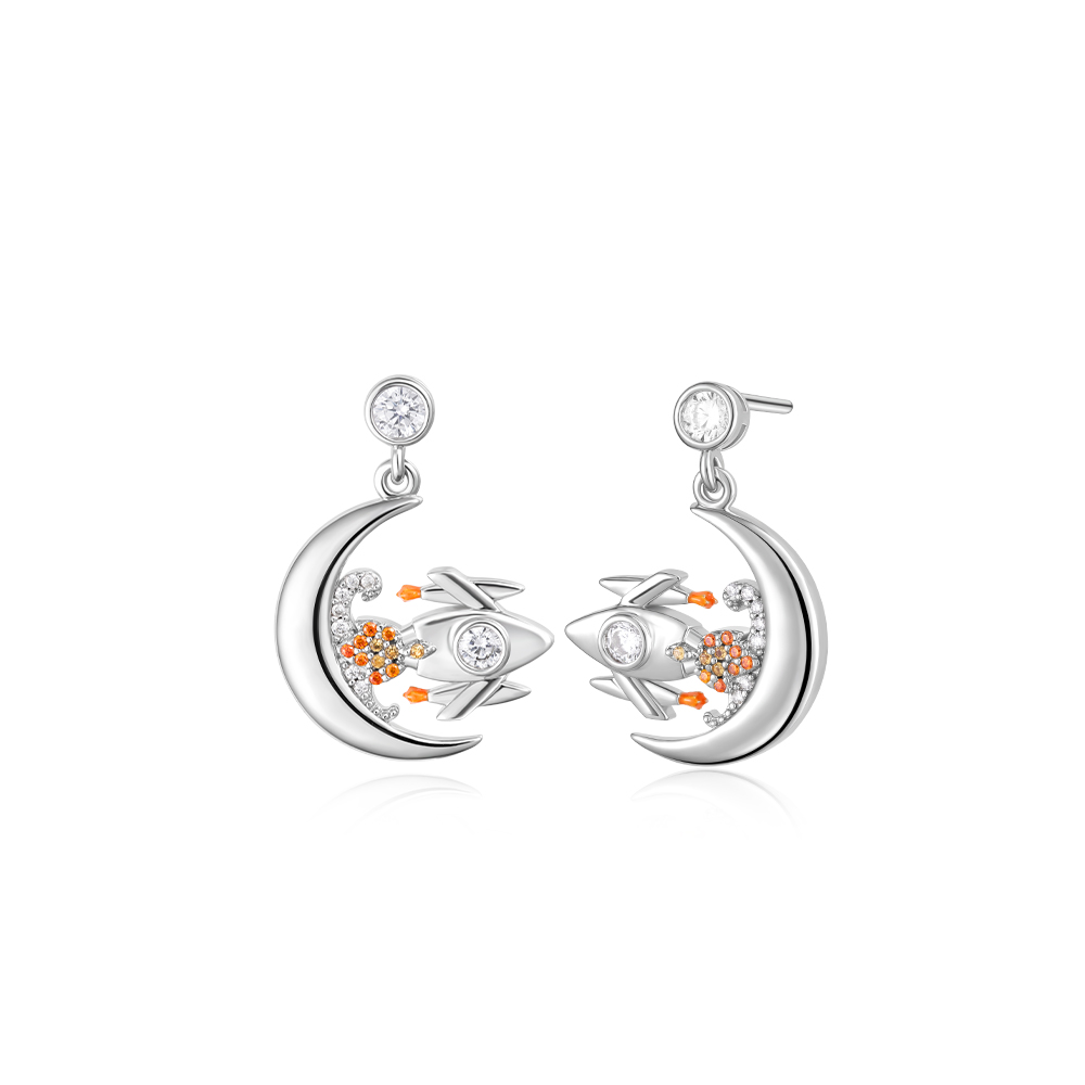 Shining Rocket and Moon Earrings