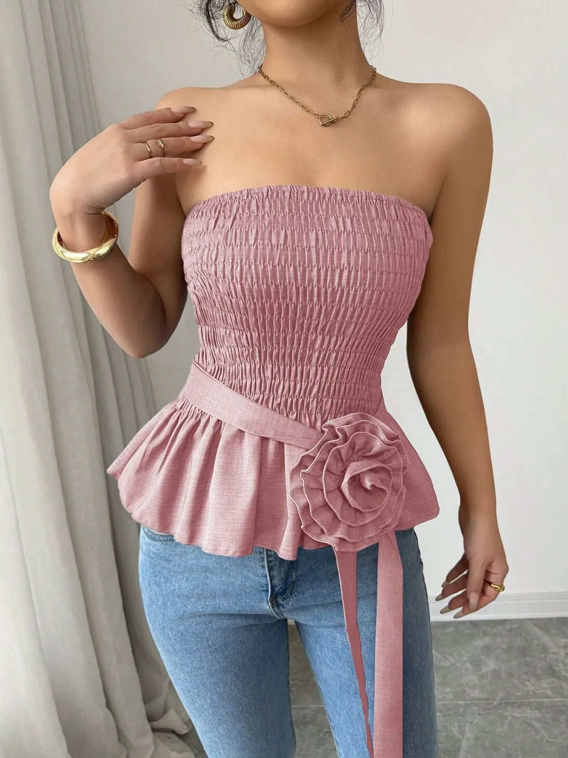Flower Smocked Tube Top - Image 6