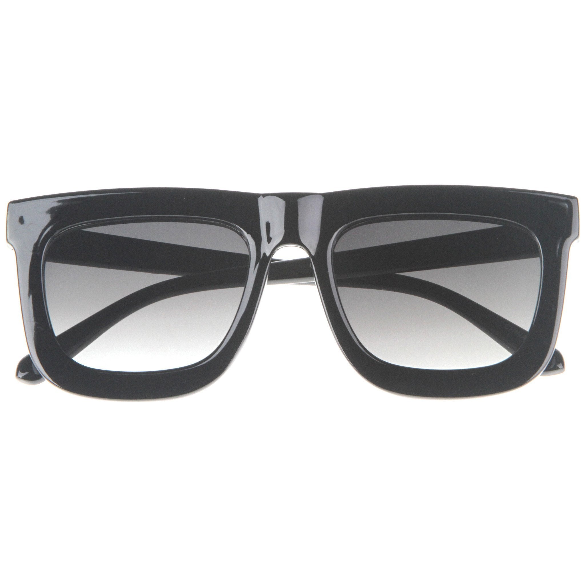 Square Flat Front Lens Horned Rim Sunglasses - Image 4