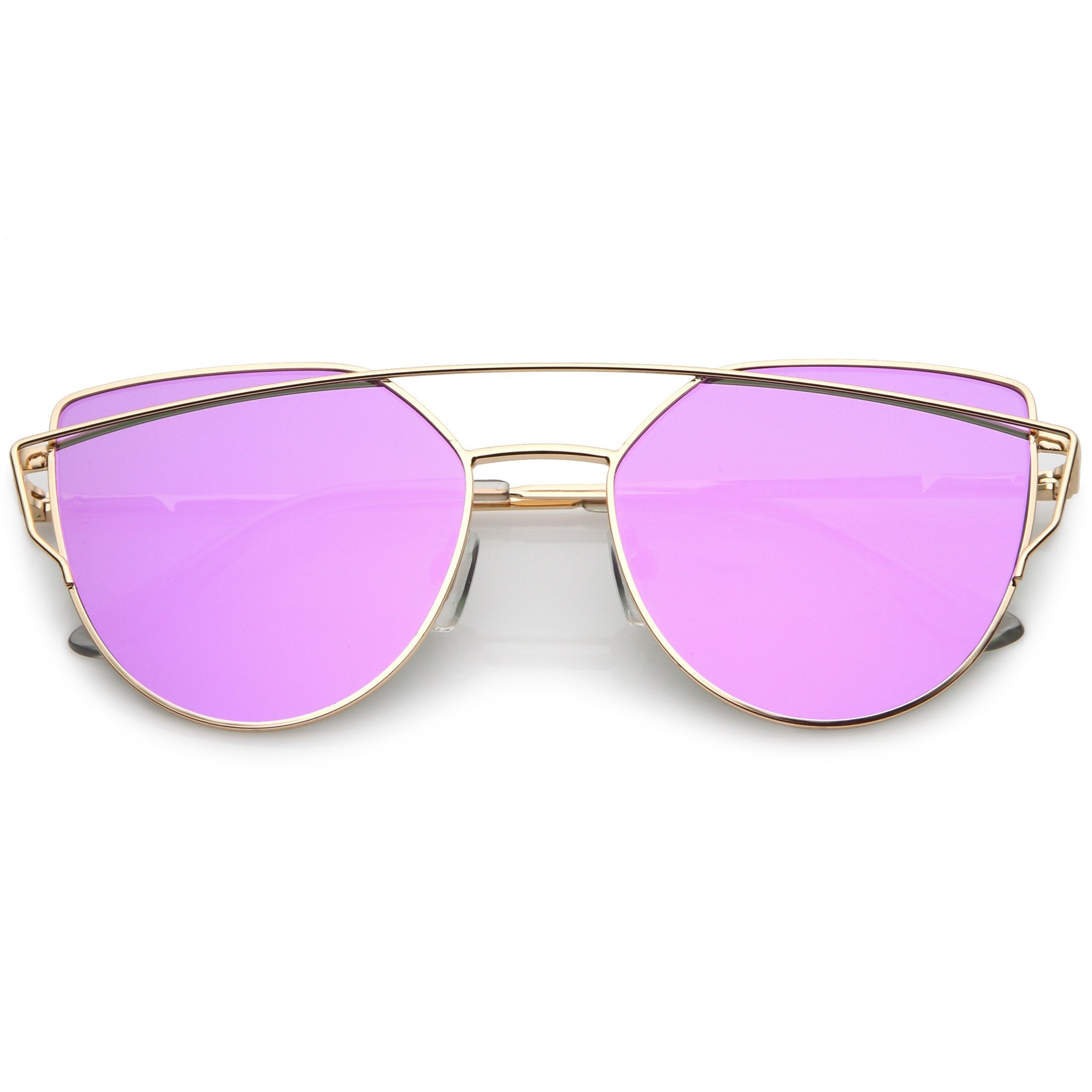 Oversize Laser Cut Cat Eye Mirrored Sunglasses - Image 6