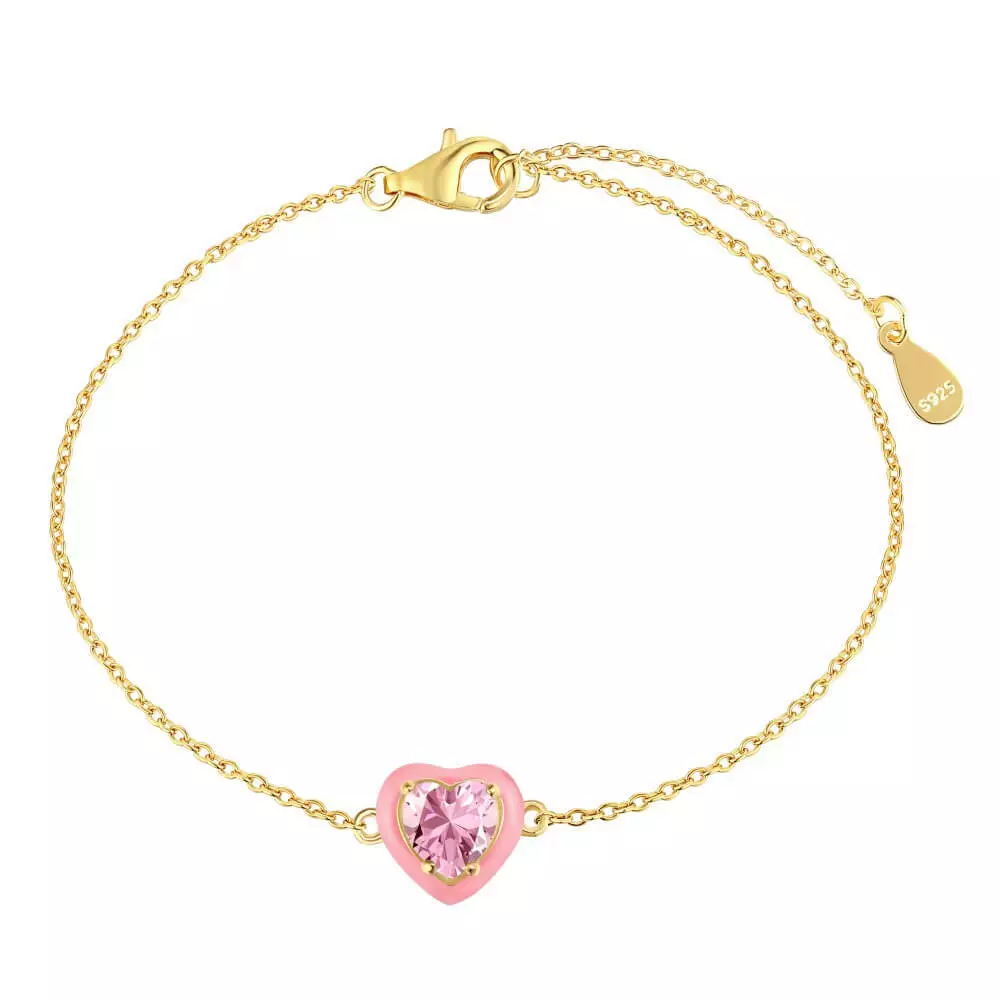 Enamel Macaron Round Heart Bracelet - Image 4