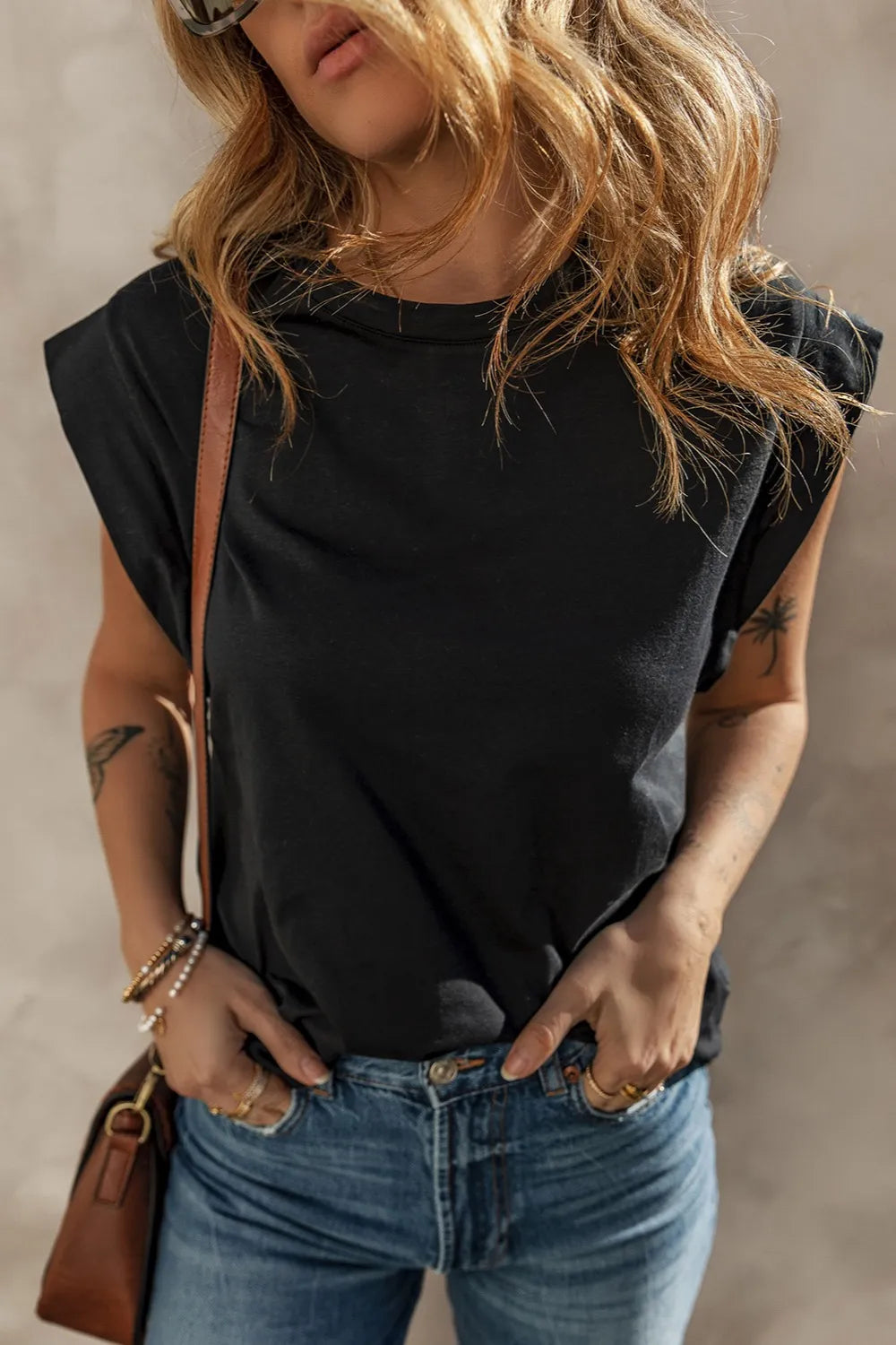 Cuffed Armhole Loose Top - Image 2