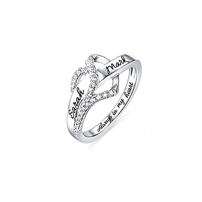 Customized Heart CZ Ring Sterling Silver