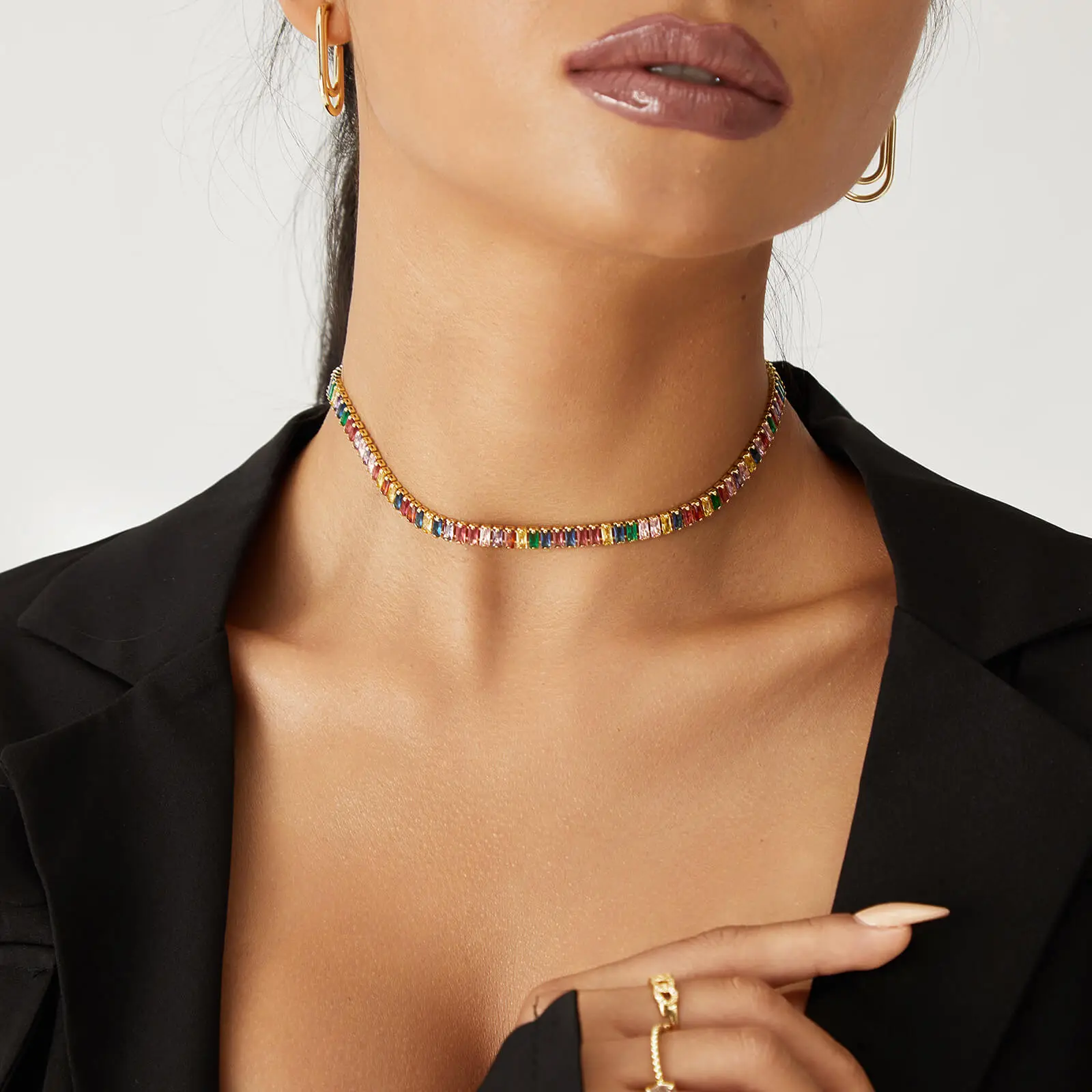 Rainbow Cubic Zirconia Tennis Necklace - Image 2