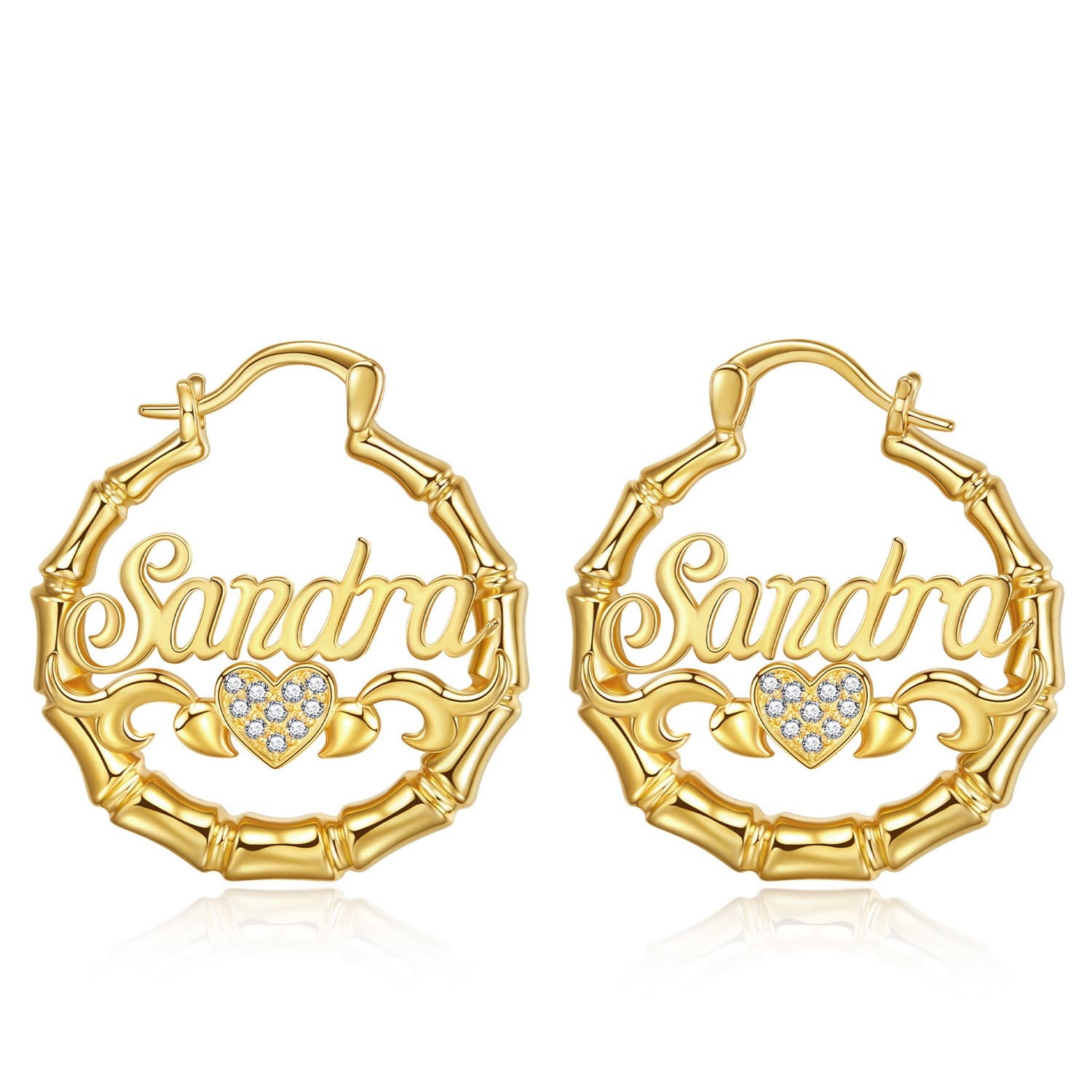 Custom Name Earrings Personalized Bamboo Hoop Earrings