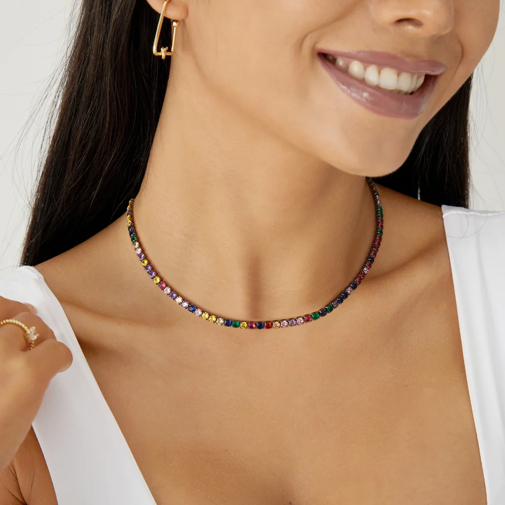 Rainbow Square Tennis Necklace - Image 4