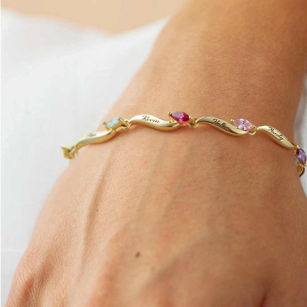 Custom Name Bracelet With Birthstones - Image 3