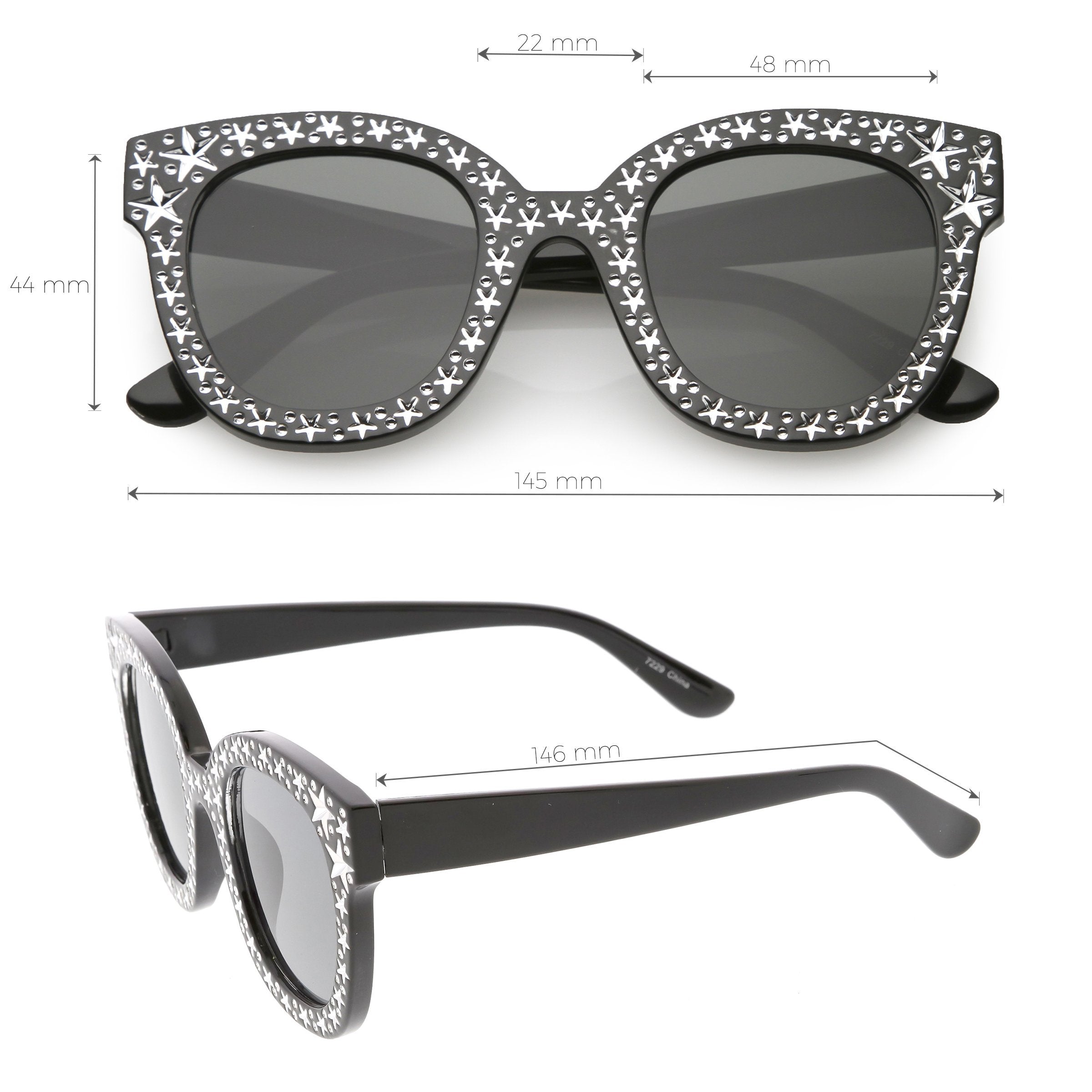 Star Embellished Horned Rim Sunglasses - Image 7
