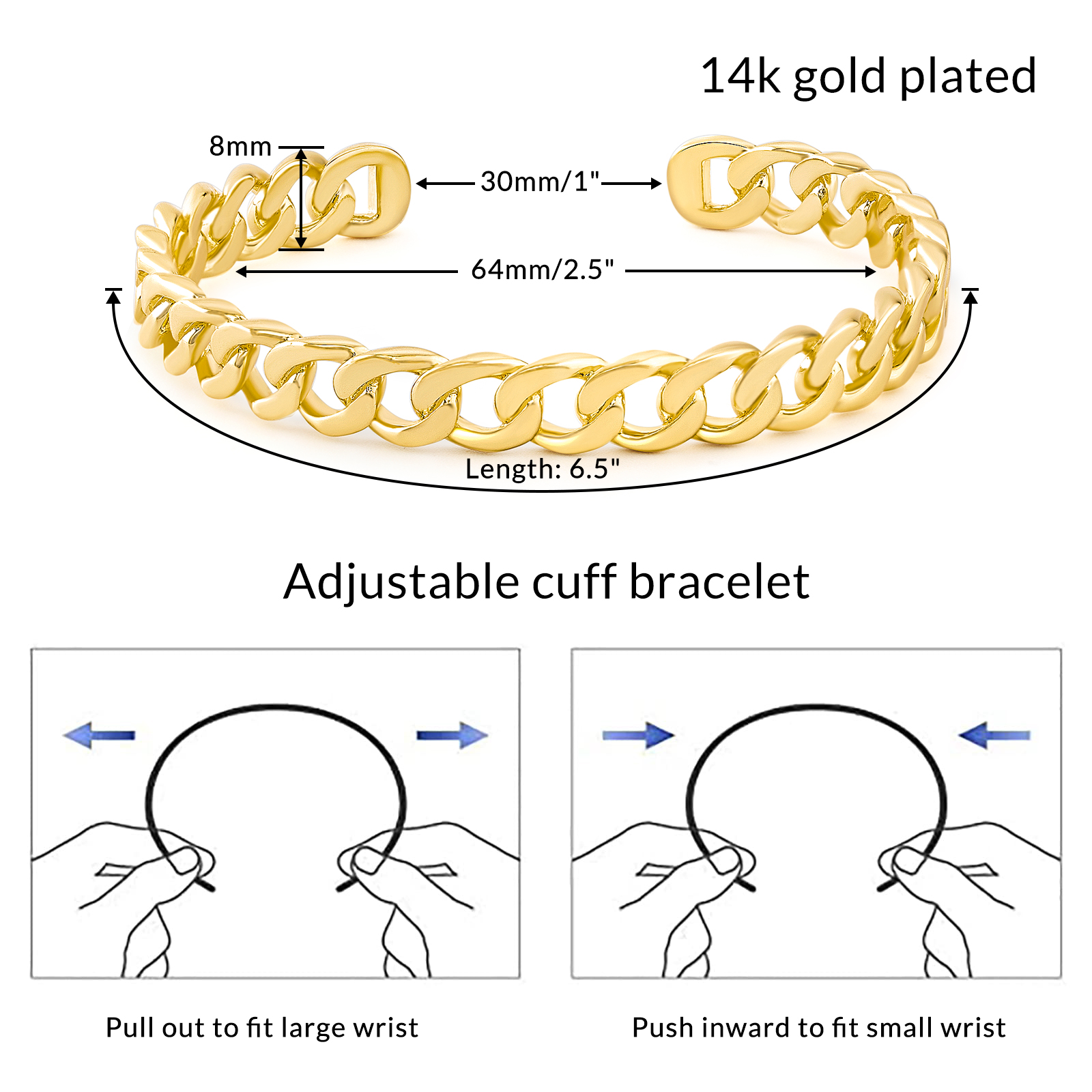 8MM 14K Gold Openwork Brass Bracelet - Image 7