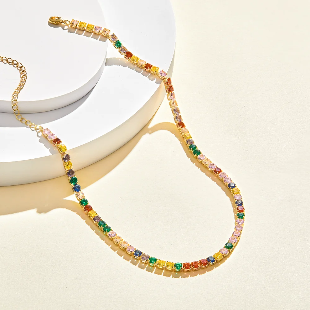 Colorful Square Tennis Necklace - Image 5