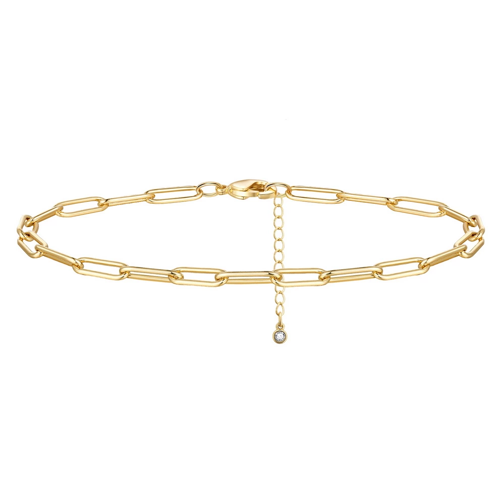 4mm 14K Gold paperclip Ankle