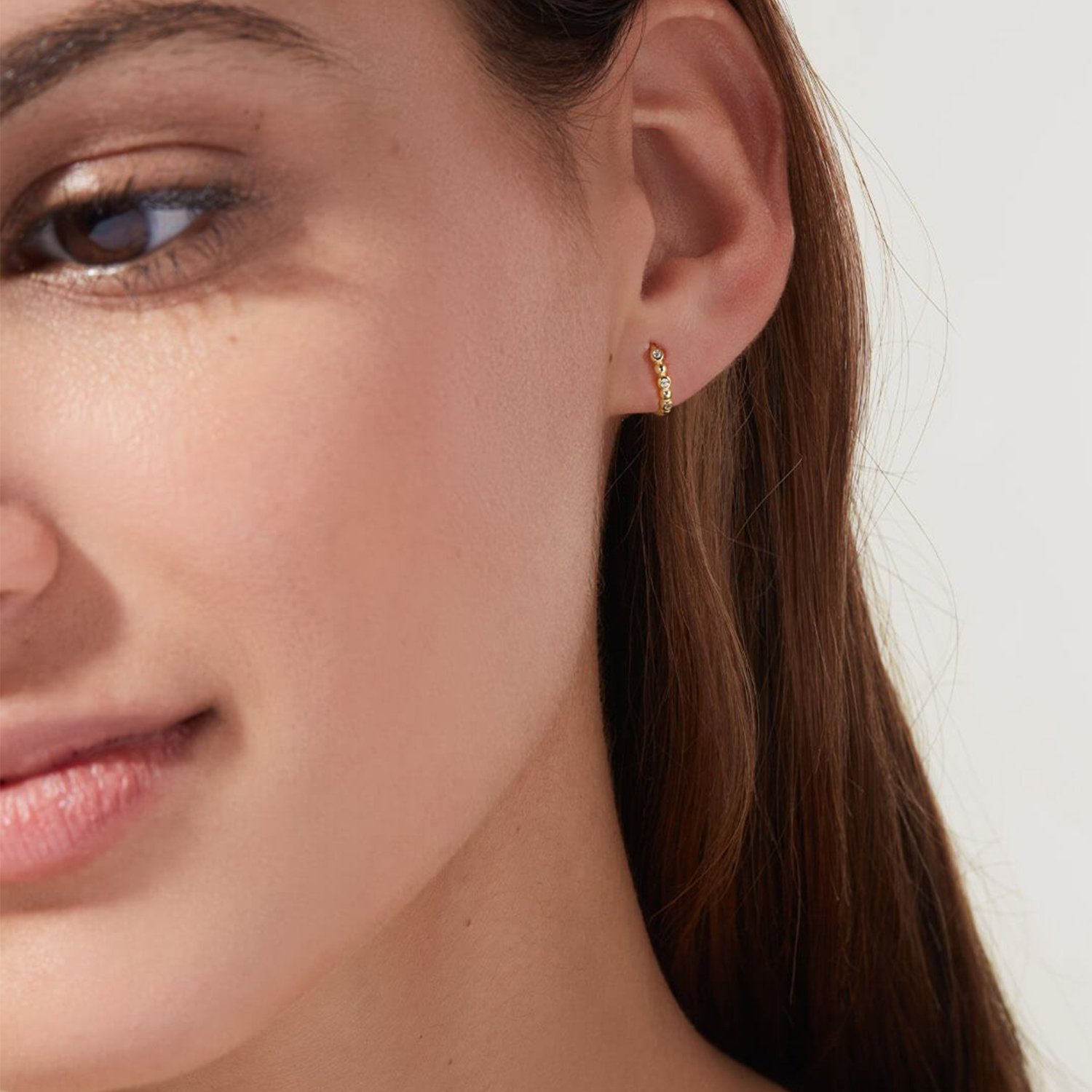 Gold Huggie Earrings Hoop - Image 2