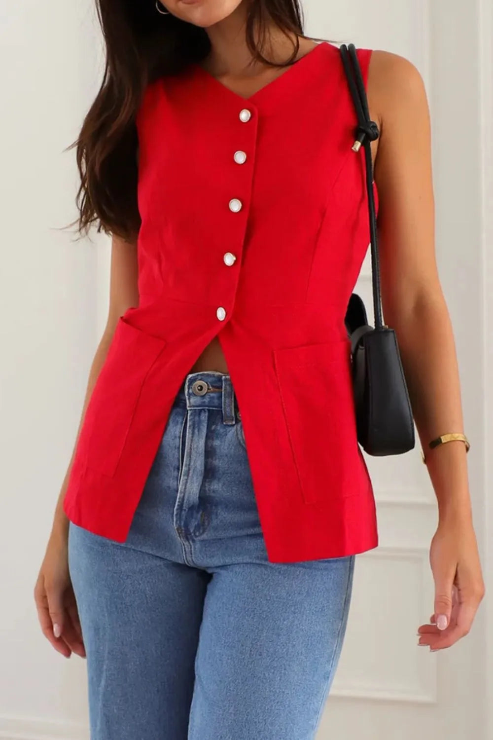 Button Down V-Neck Vest - Image 20