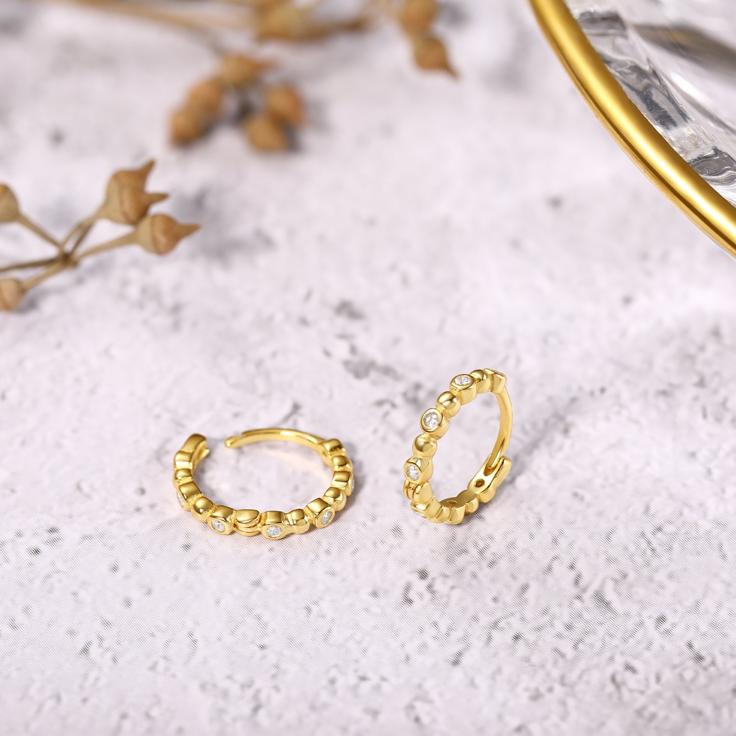 Gold Huggie Earrings Hoop - Image 3