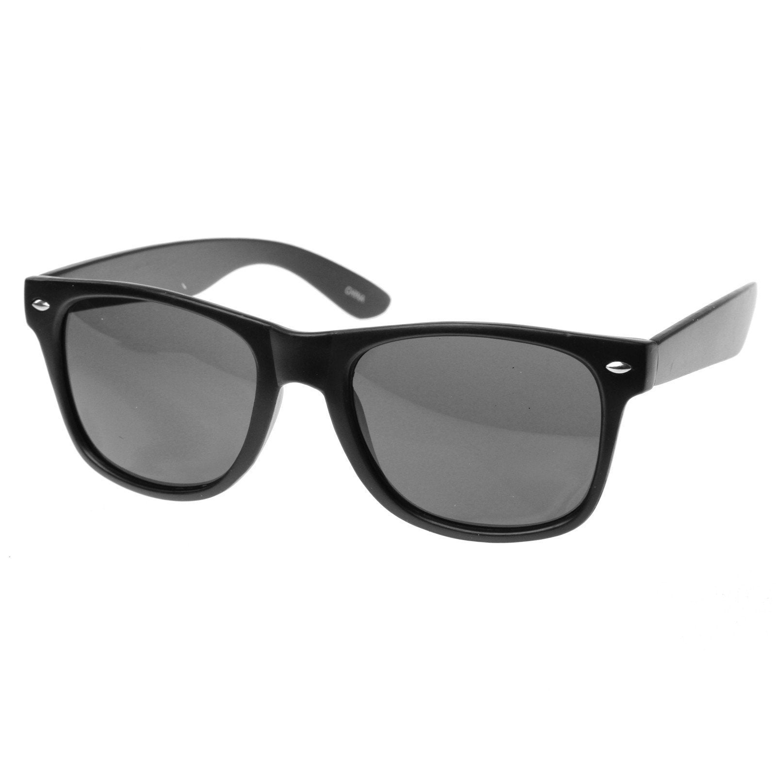 Soft Rubber Matte Black Horned Rim Sunglasses - Image 2