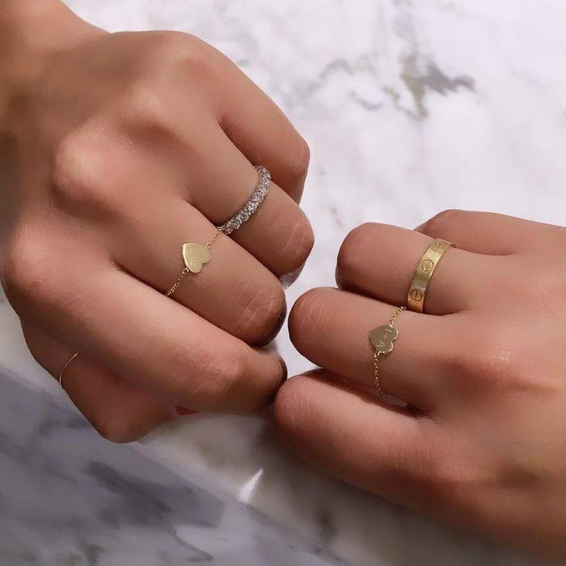 Personalized Mini Heart Date Engraving Chain Ring - Image 4