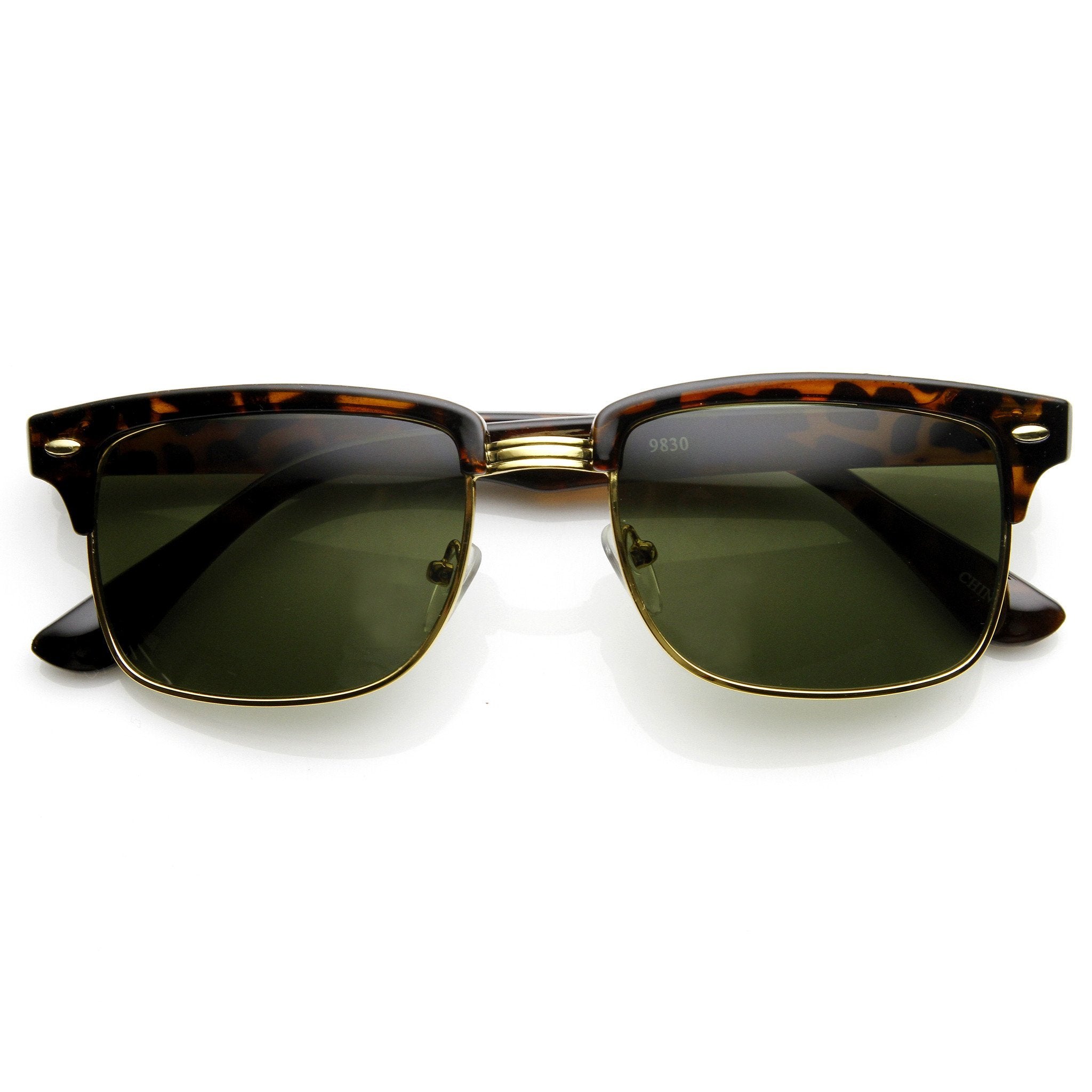 Square Half Frame Horned Rim Sunglasses