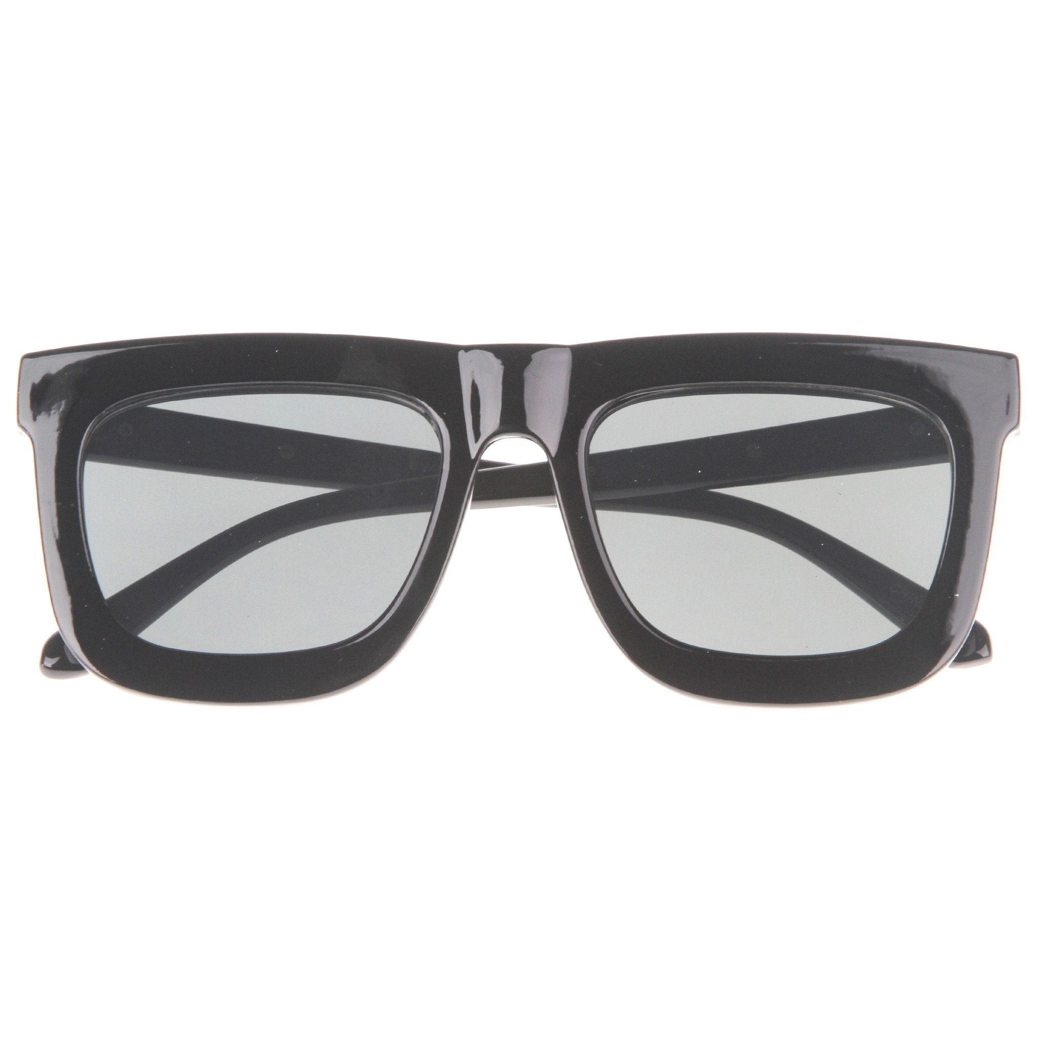 Square Flat Front Lens Horned Rim Sunglasses