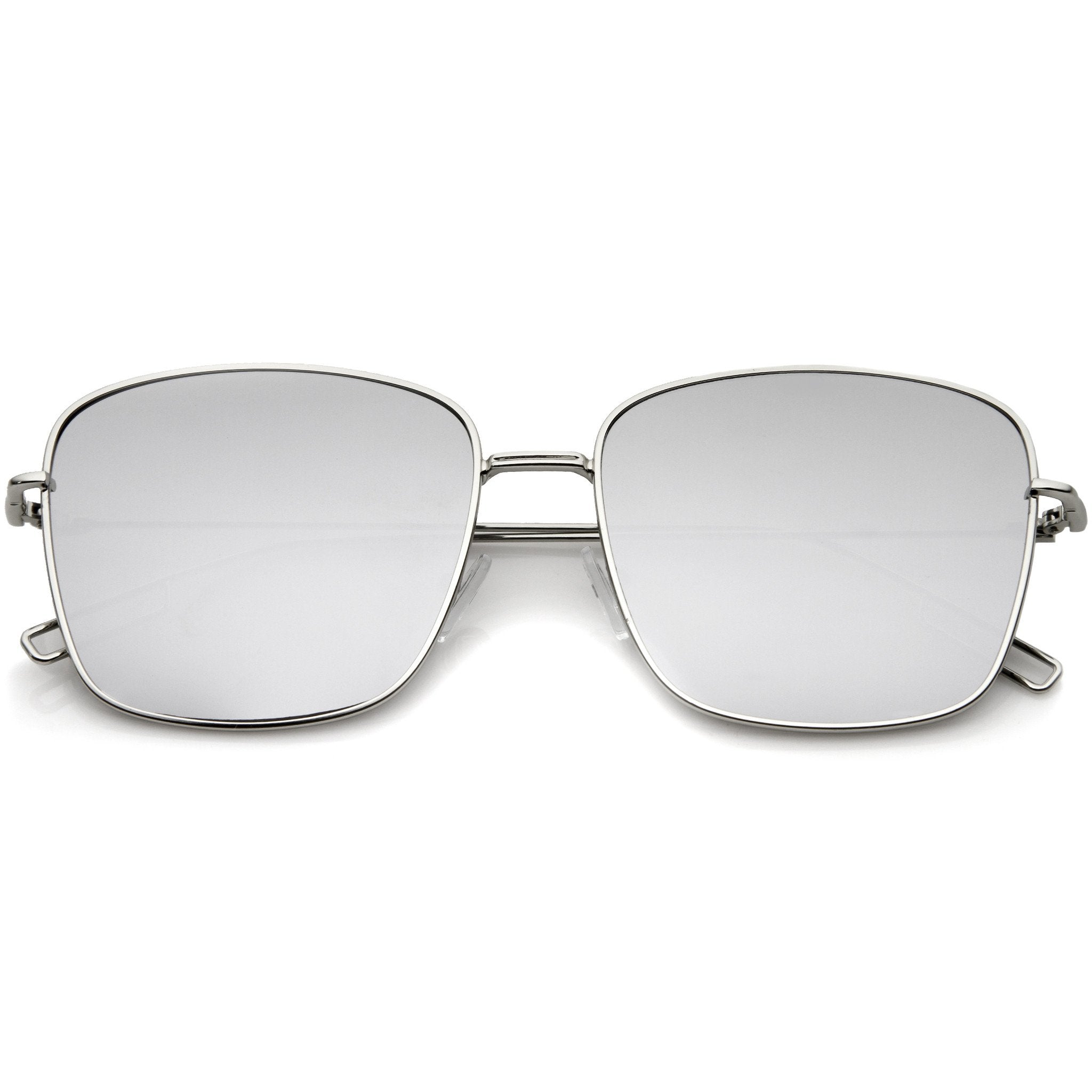 Wire Metal Flat Lens Square Aviator Sunglasses - Image 2