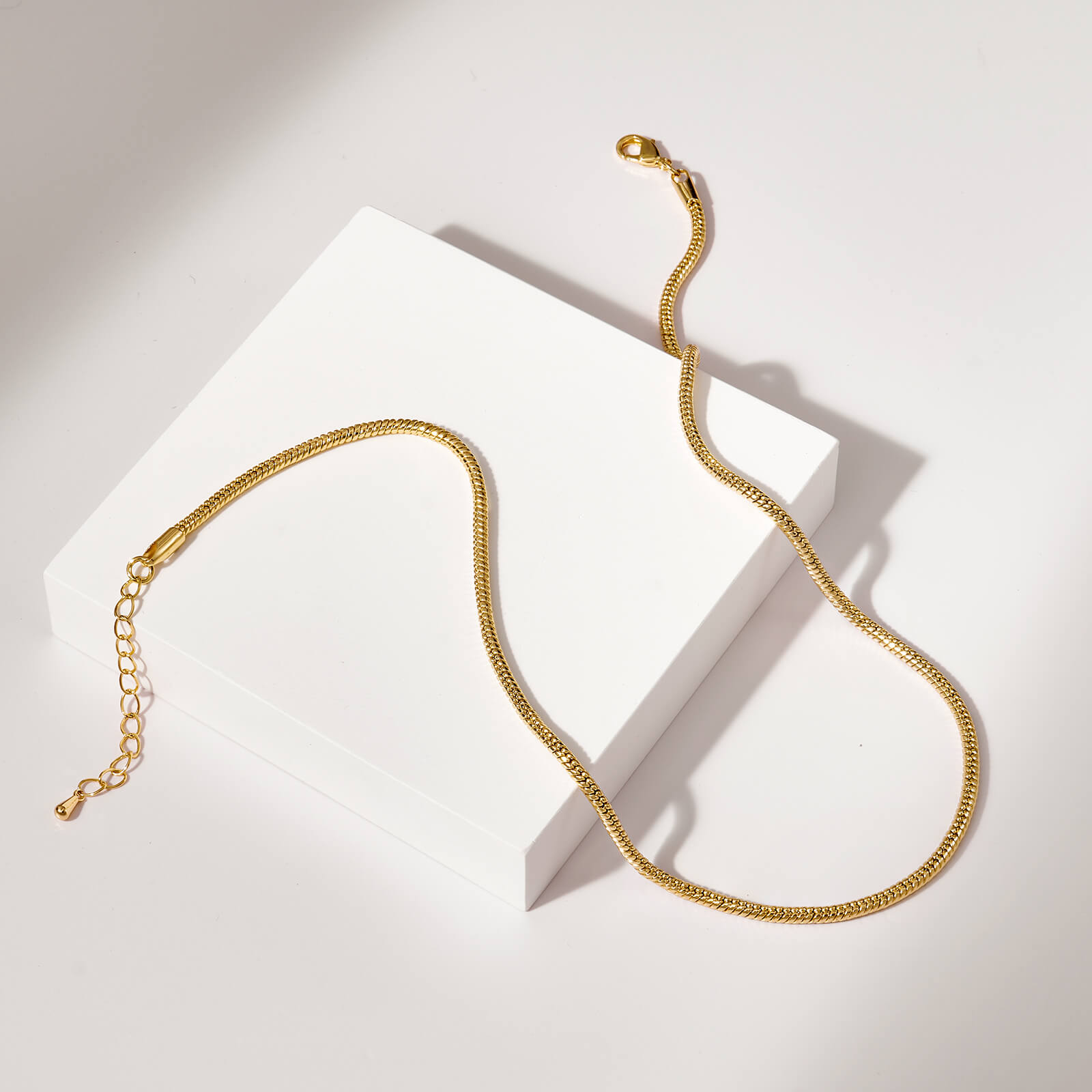 14K Gold Plated Round Snake Chain Necklace - Image 5