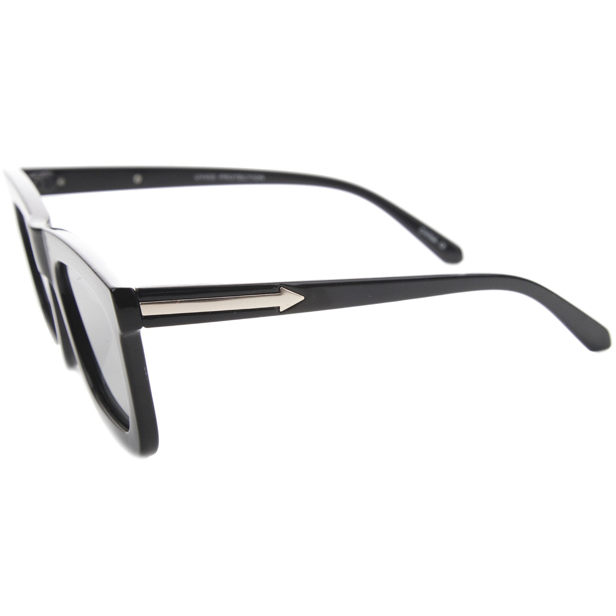 Square Flat Front Lens Horned Rim Sunglasses - Image 2