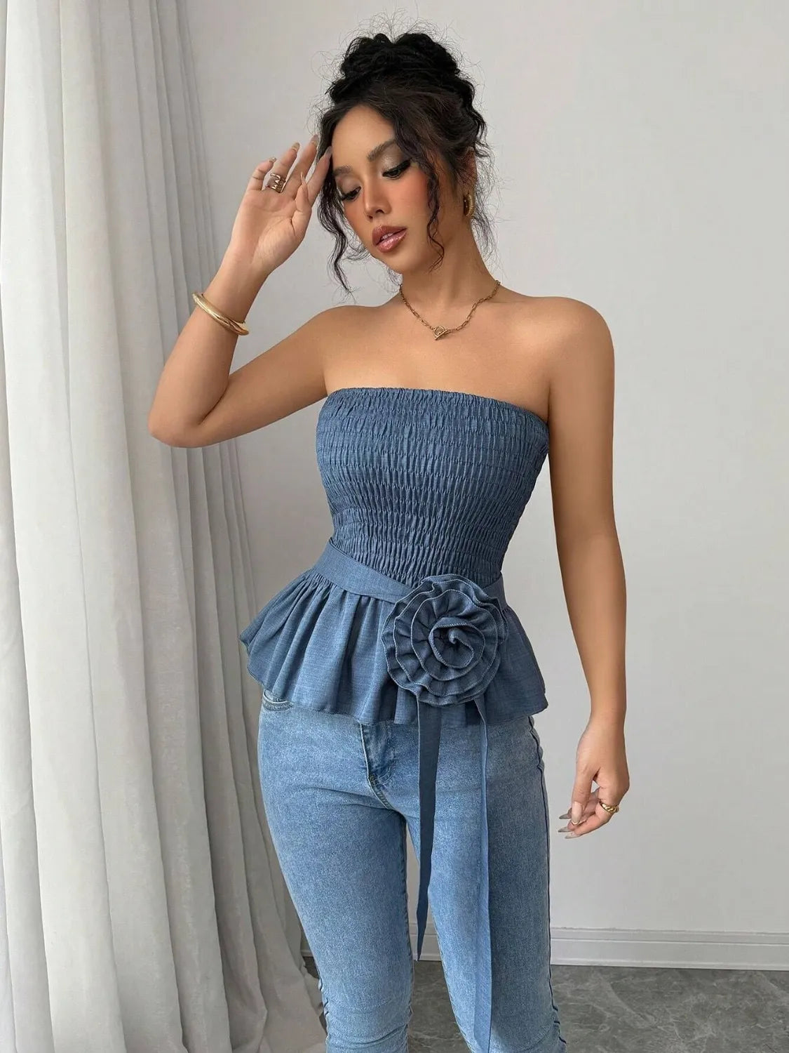 Flower Smocked Tube Top - Image 3