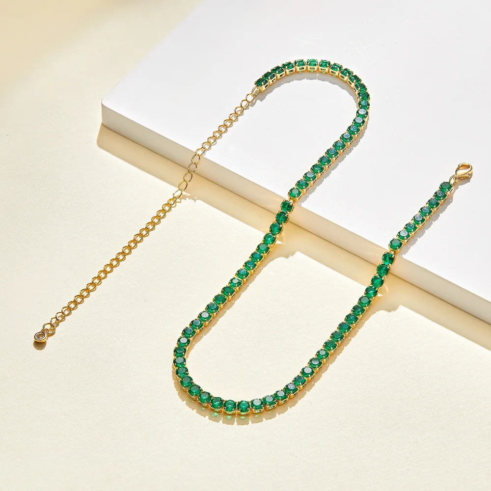 Green Square Tennis Necklace - Image 3