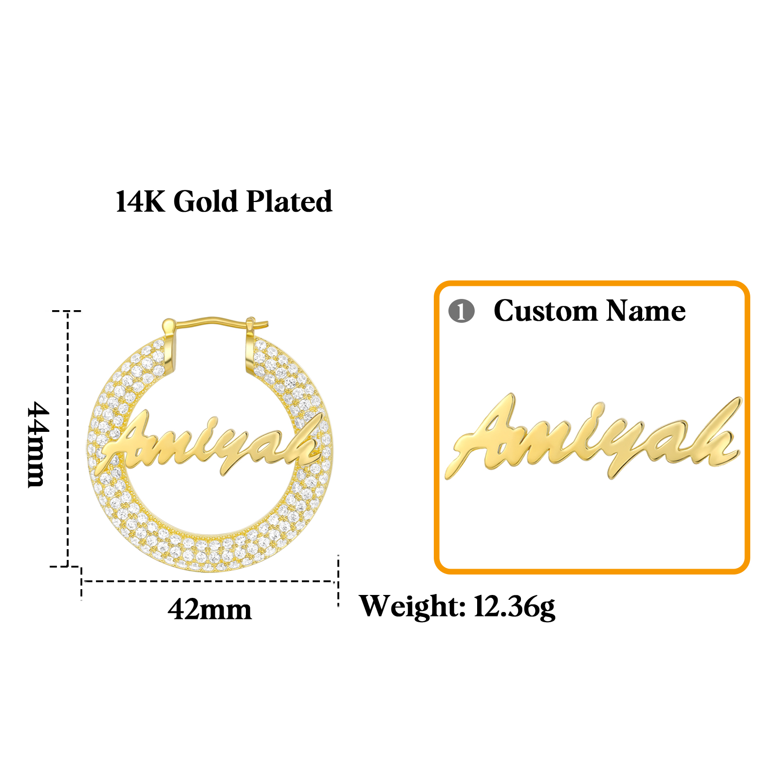 Custom Name Hoop Earrings in 14K Gold Plated for Women - Image 6