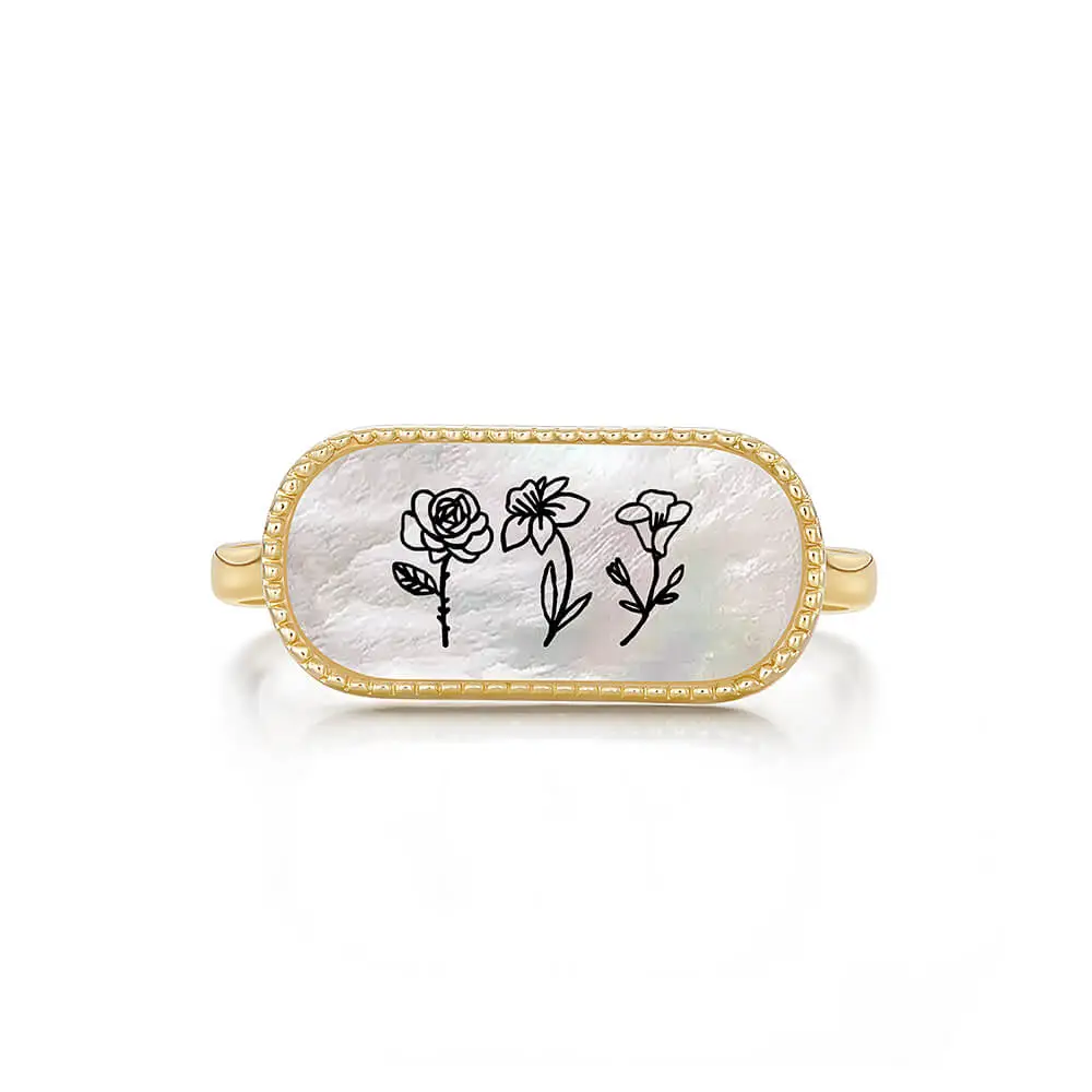 Handmade Birth Month Flower Statement Ring