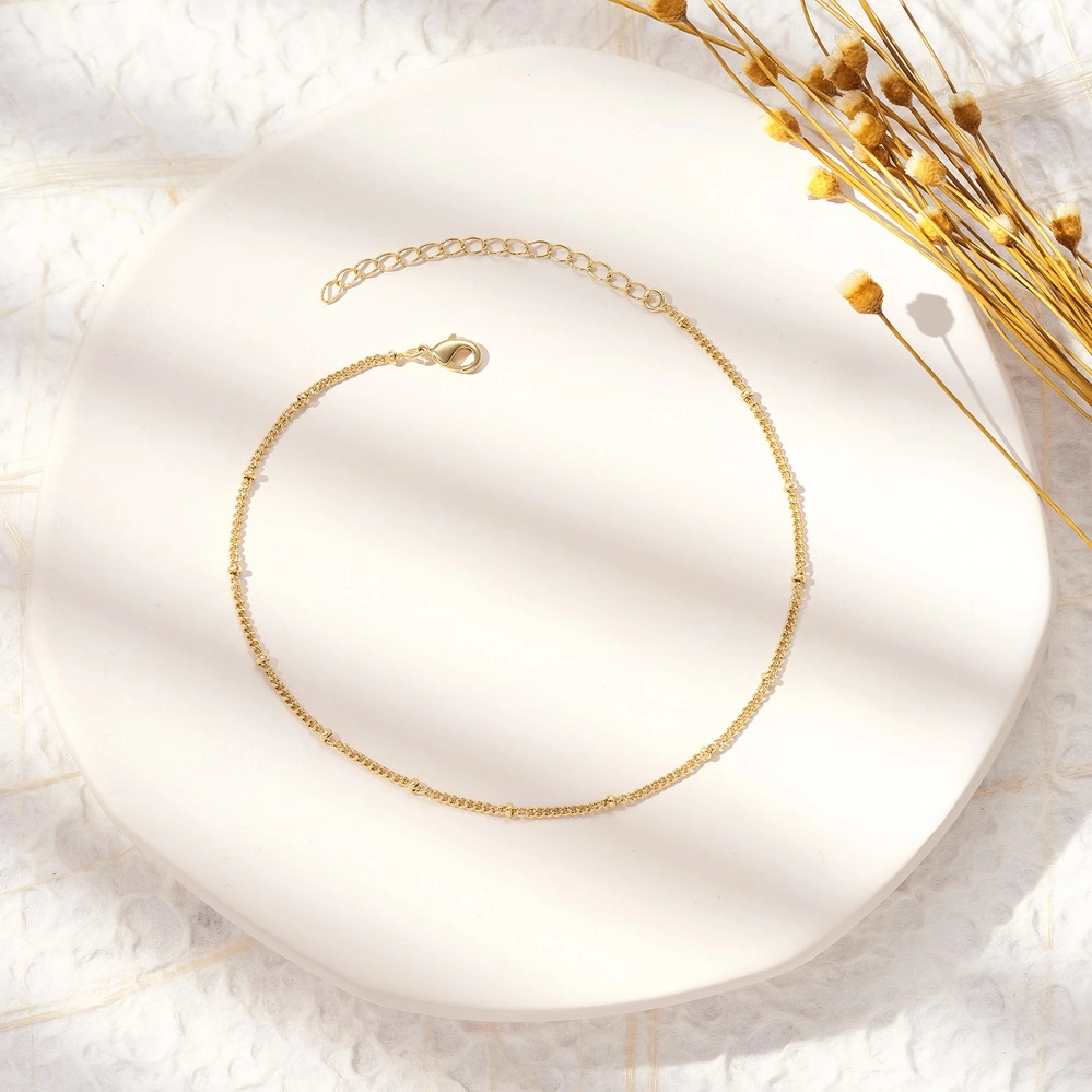 14K Gold bead Ankle Bracelet - Image 2