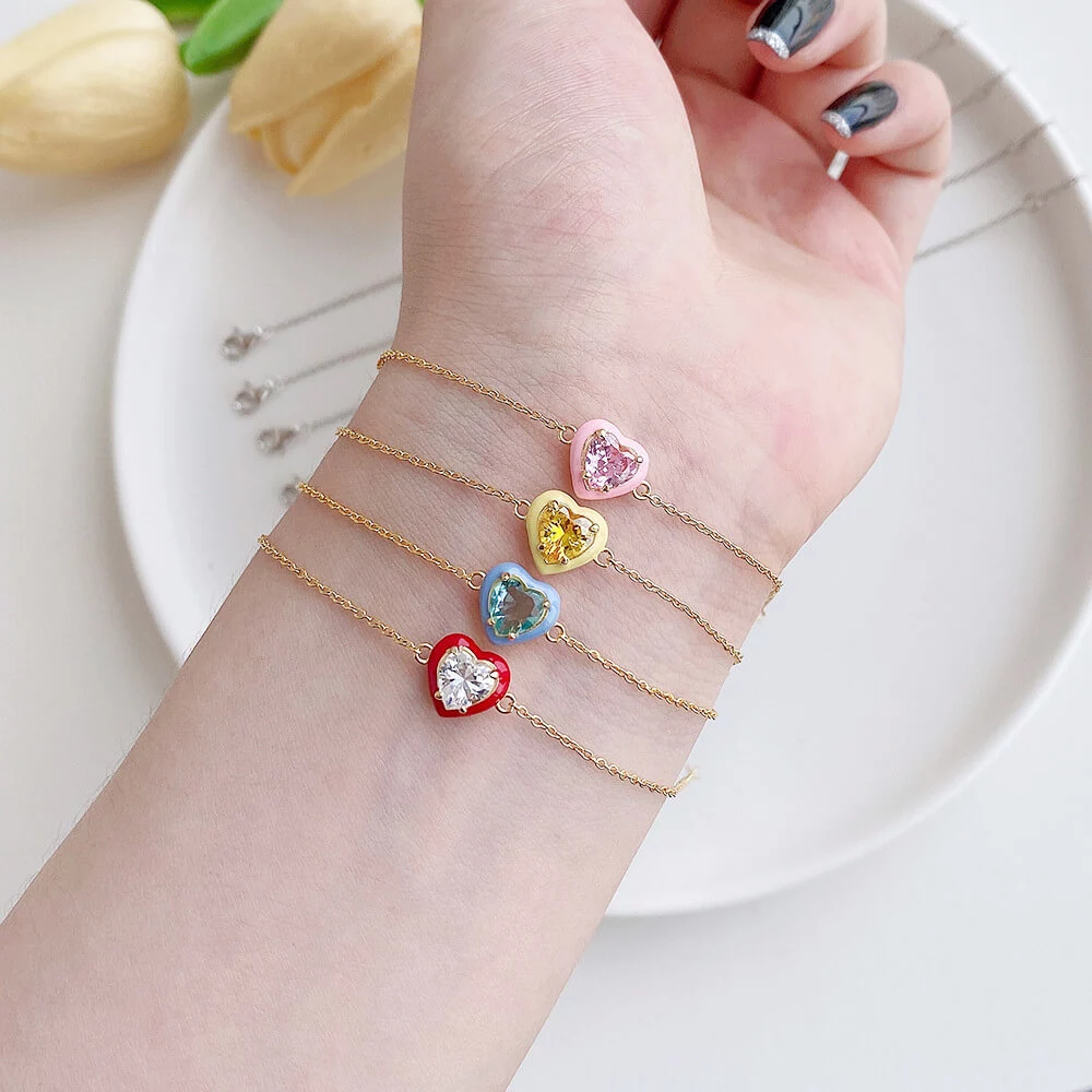 Enamel Macaron Round Heart Bracelet - Image 8