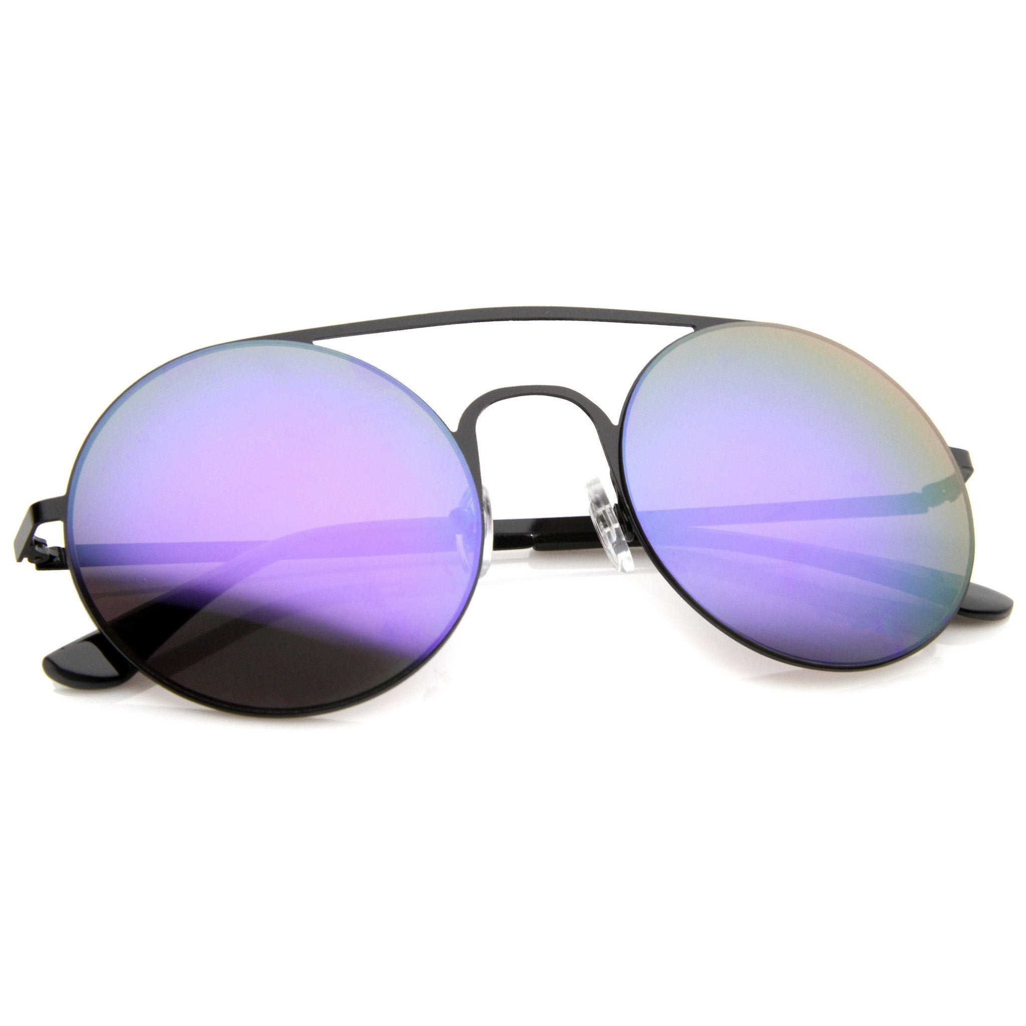 Modern Slim Round Mirrored Sunglasses - Image 3