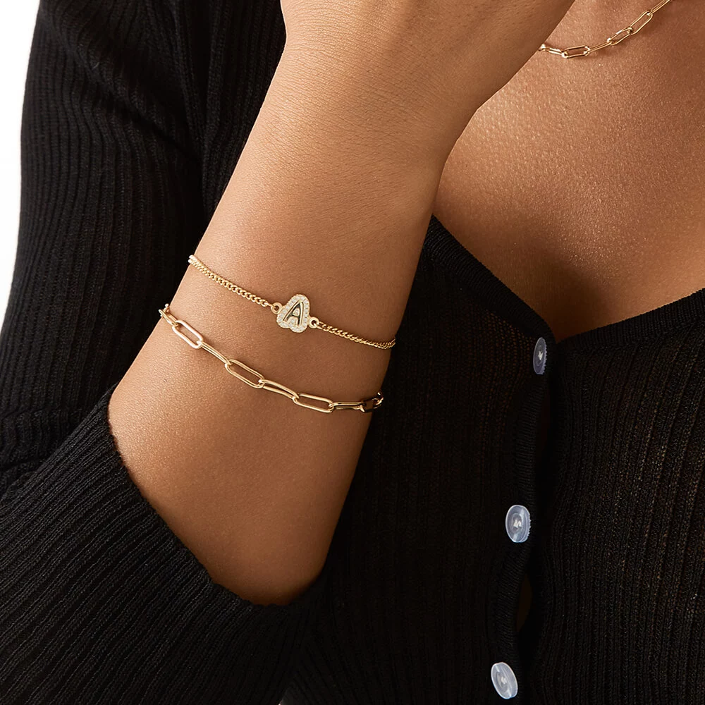 Customed Initial Bubble Bracelet With Diamonds - Image 3