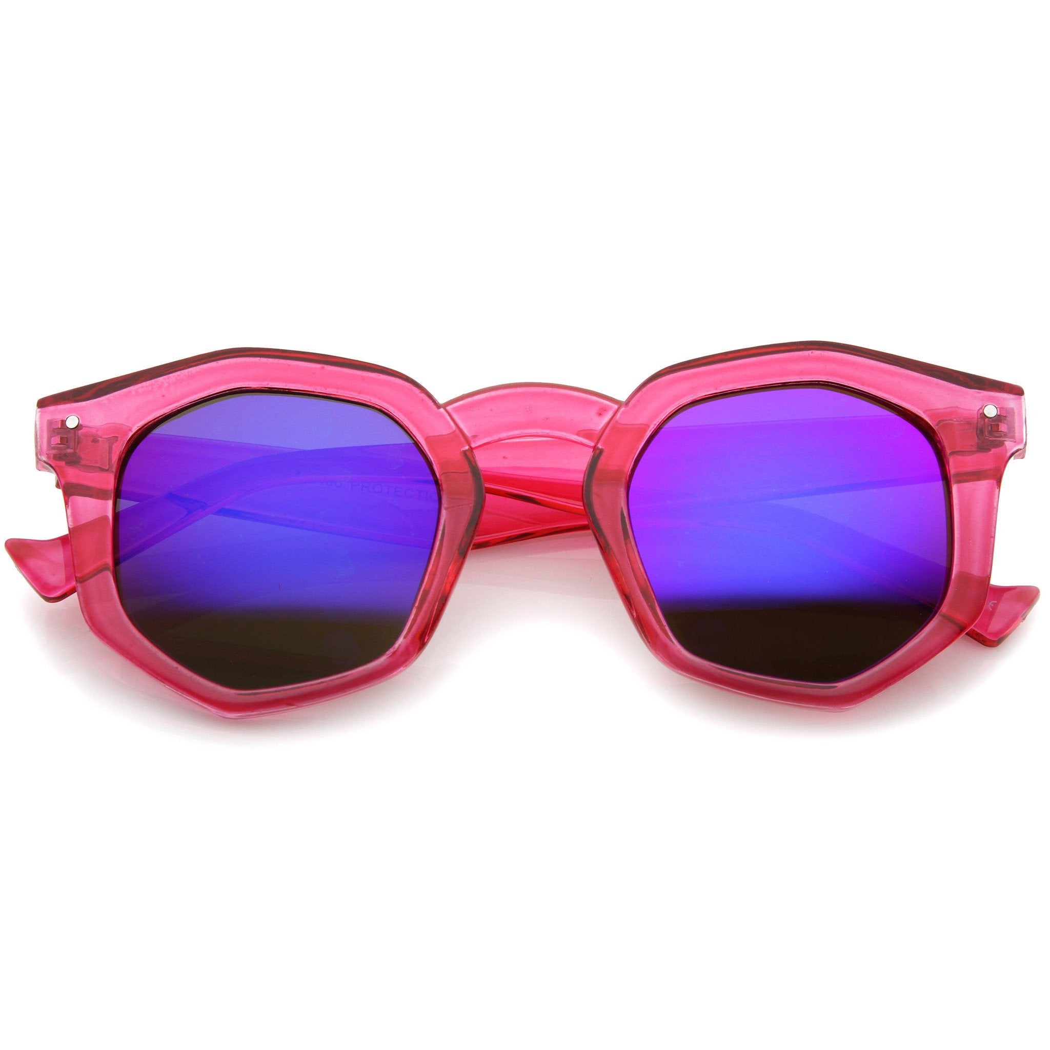 Geometric Colorful Translucent Hexagon Sunglasses - Image 5