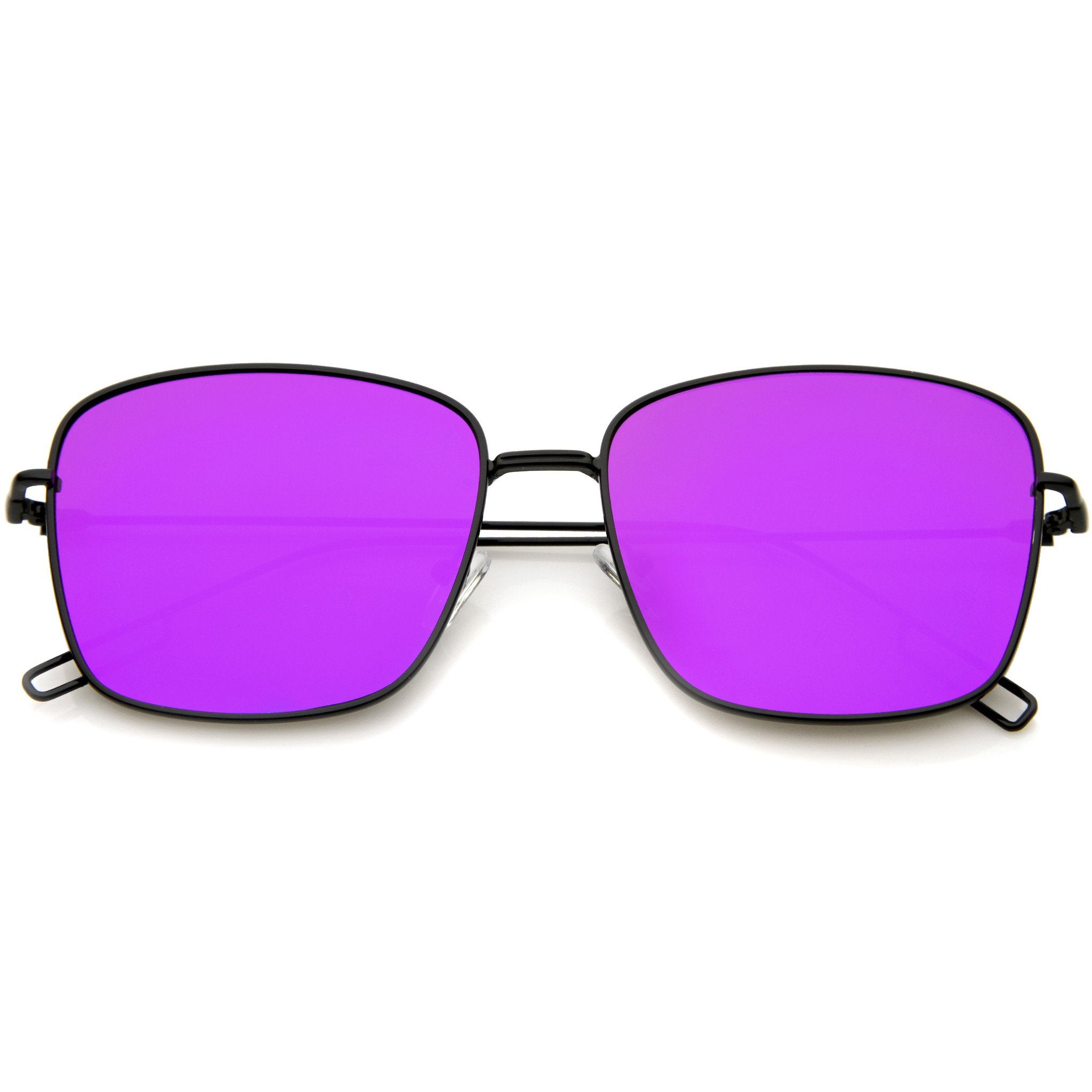 Wire Metal Flat Lens Square Aviator Sunglasses - Image 3