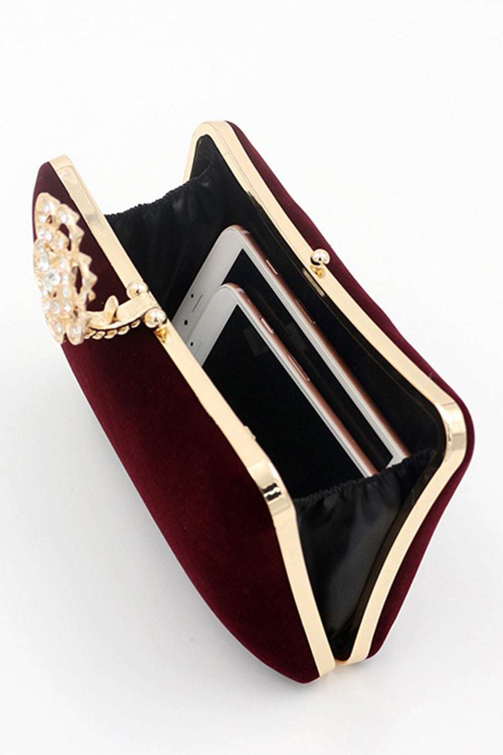 Burgundy Velvet Shoulder Chain Bag - Image 5