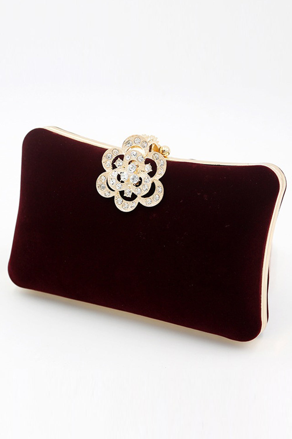 Burgundy Velvet Shoulder Chain Bag - Image 4
