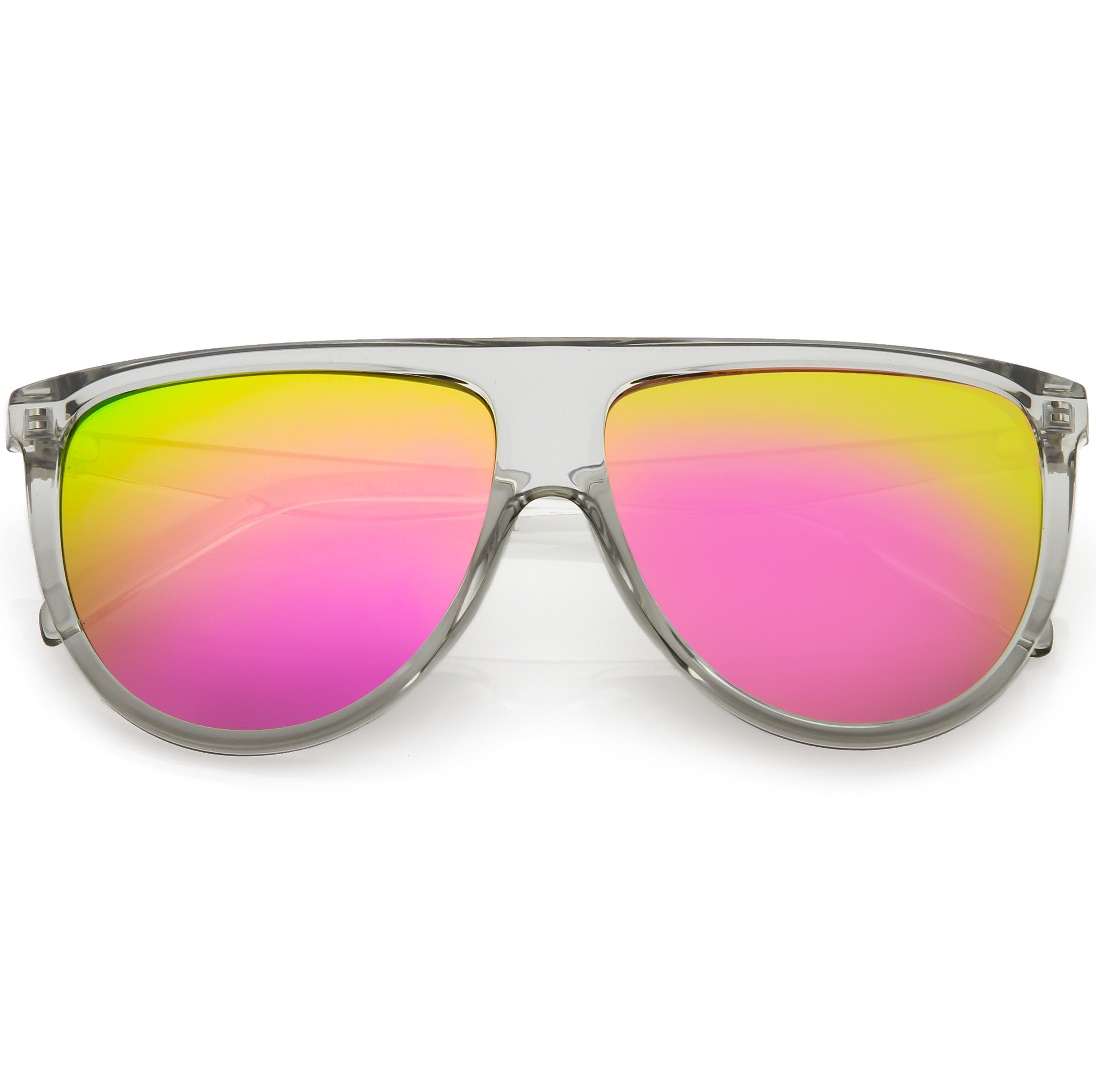 Flat Top Mirrored Flat Lens Sunglasses - Image 5
