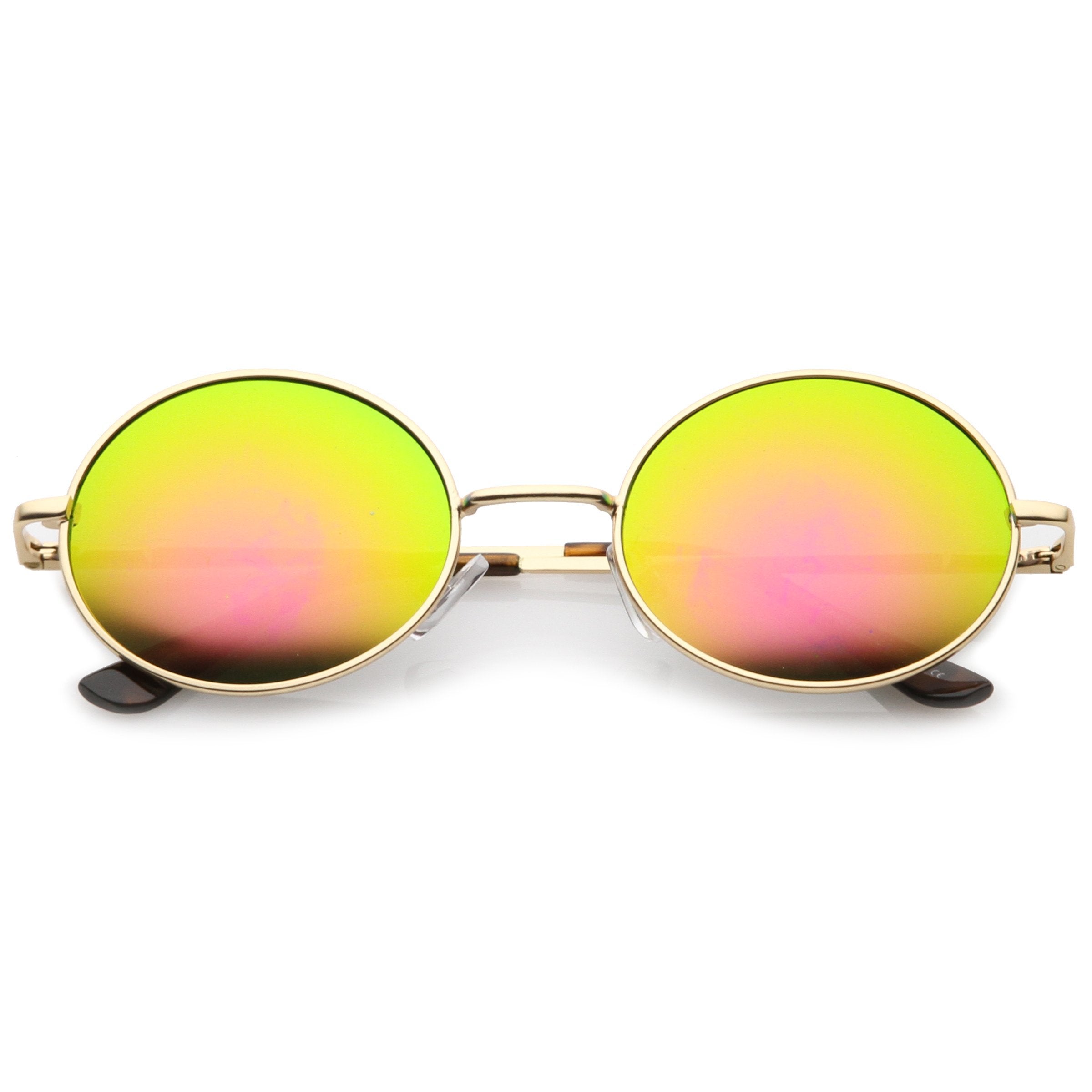 Retro Fashion Oval Mirrored Flat Lens Sunglasses - Image 6
